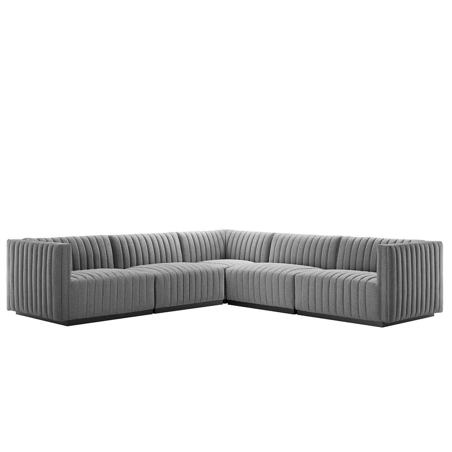 Conjure Channel Tufted Upholstered Fabric 5-Piece L-Shaped Sectional, EEI-5794 FredCo