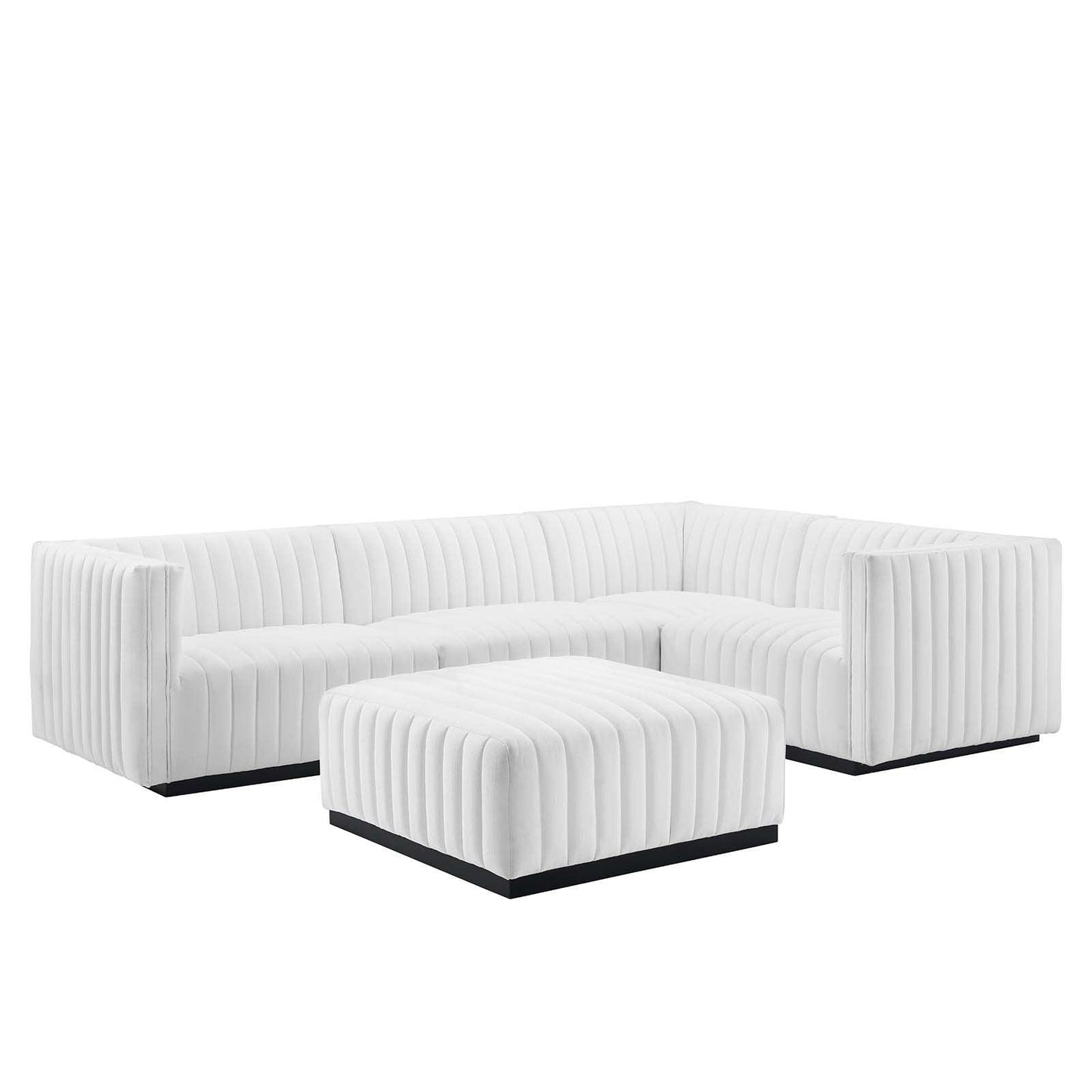 Conjure Channel Tufted Upholstered Fabric 5-Piece Sectional, EEI-5797 FredCo
