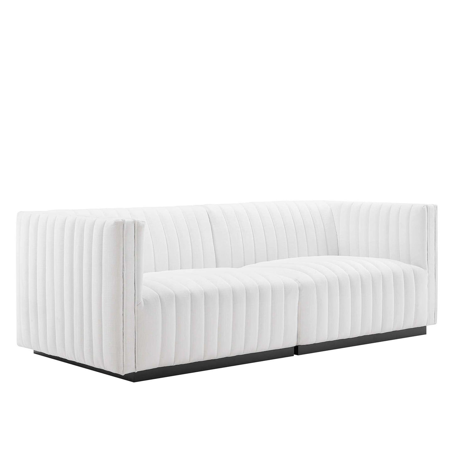 Conjure Channel Tufted Upholstered Fabric Loveseat by Modway FredCo