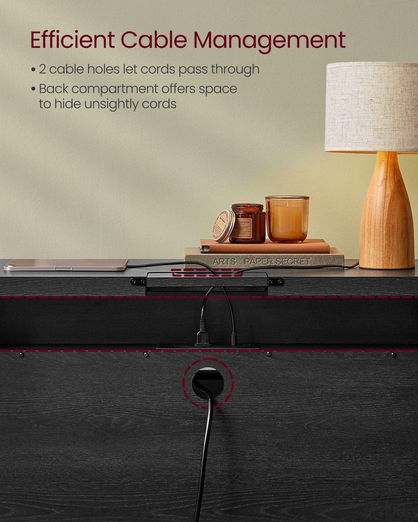 Console Table with Power Outlets Ash Black FredCo