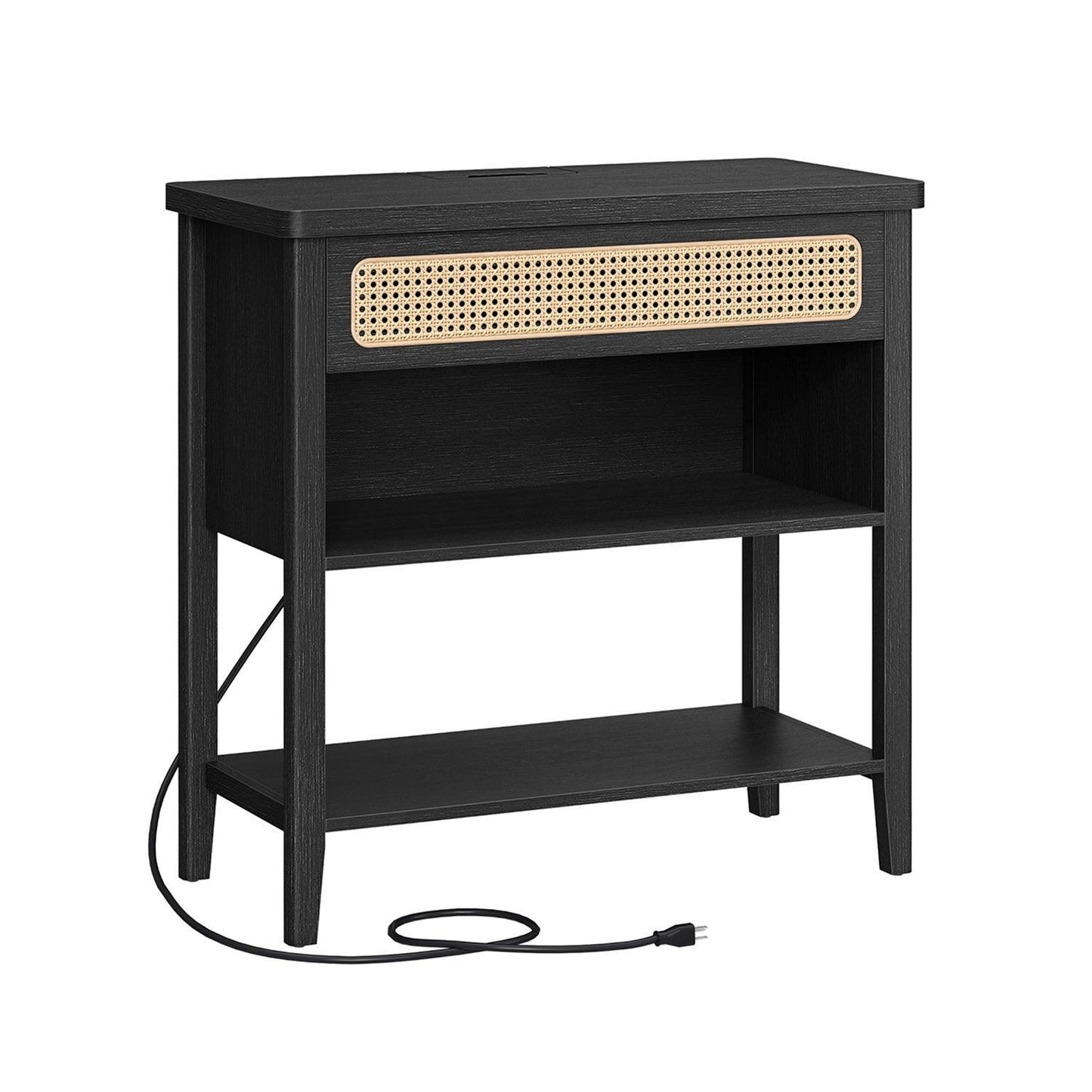 Console Table with Power Outlets Ash Black FredCo
