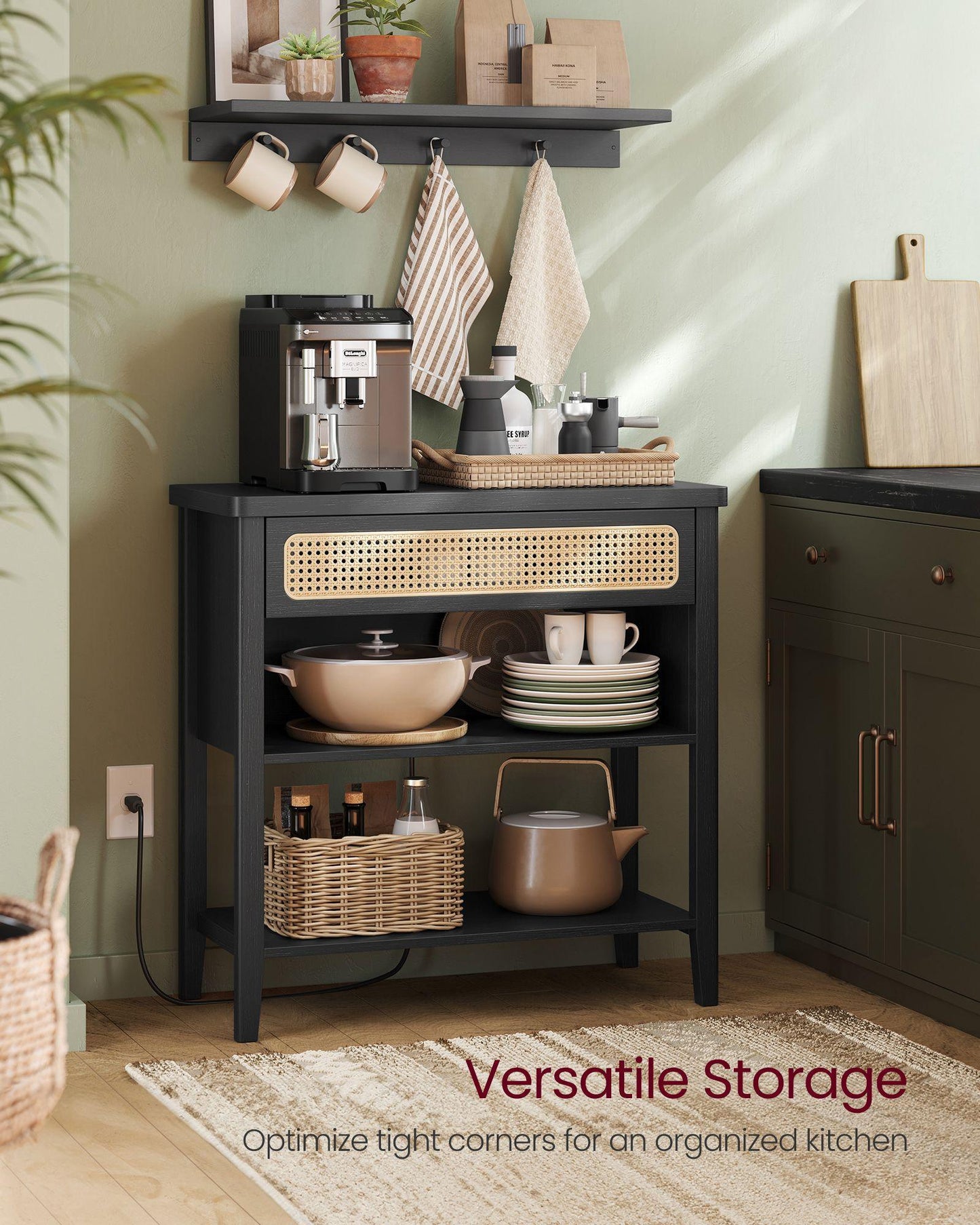 Console Table with Power Outlets Ash Black FredCo