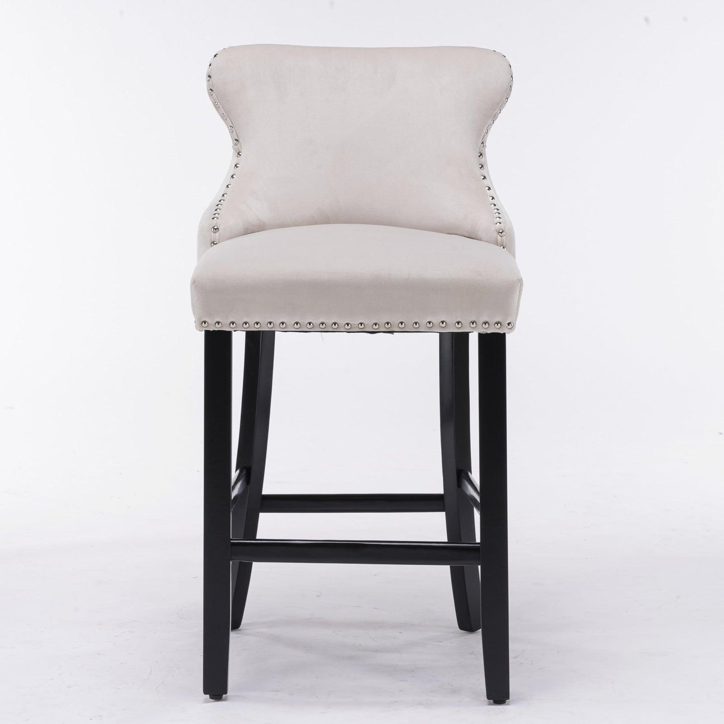 Contemporary Velvet Upholstered Wing-Back Barstools, Bar stools, Set of 2 FredCo