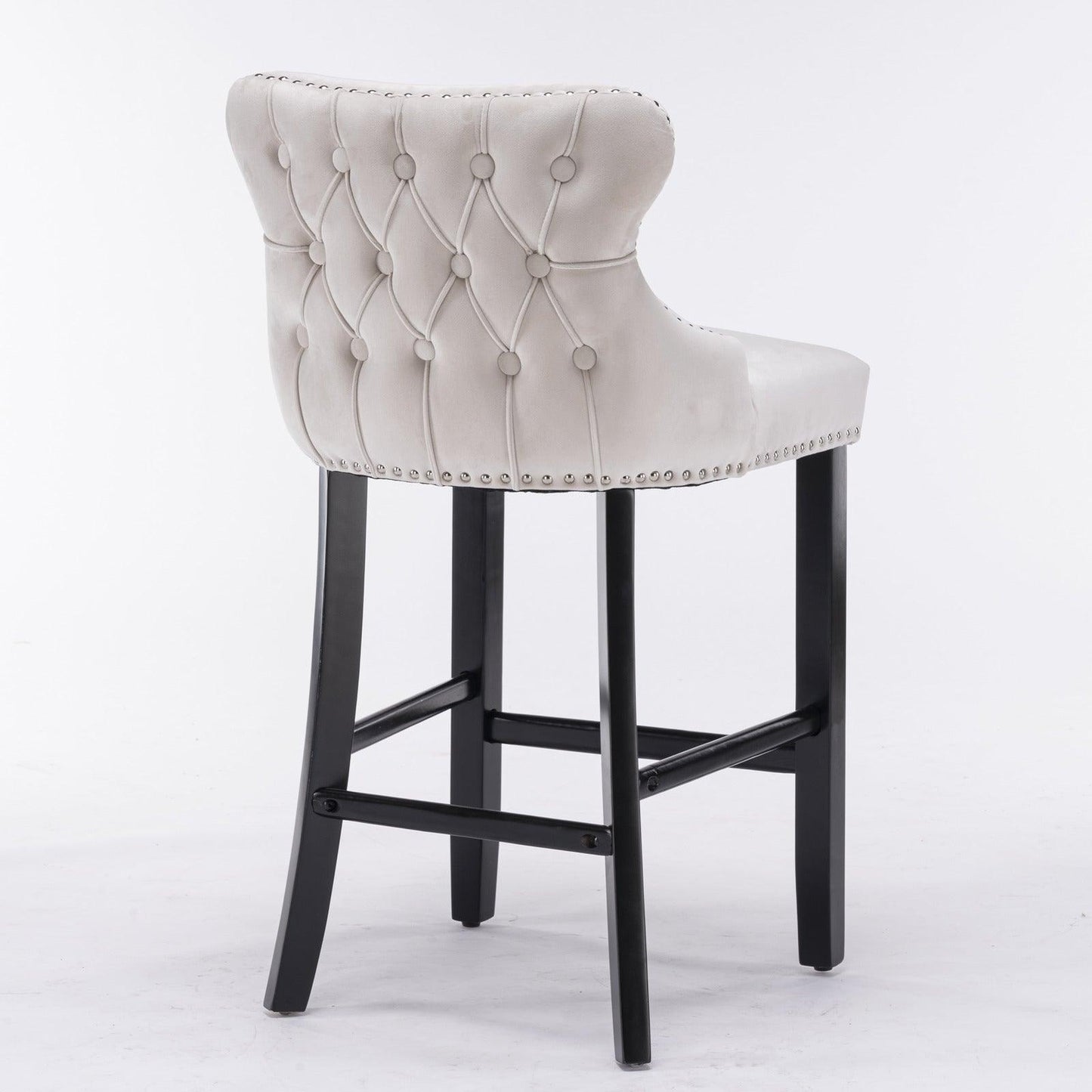 Contemporary Velvet Upholstered Wing-Back Barstools, Bar stools, Set of 2 FredCo