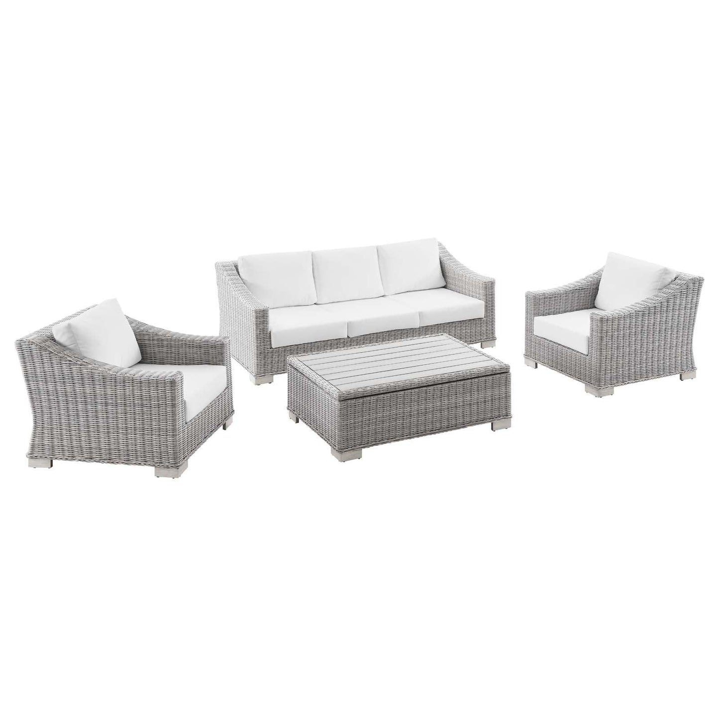 Conway 4-Piece Outdoor Patio Wicker Rattan Furniture Set, EEI-5095 FredCo