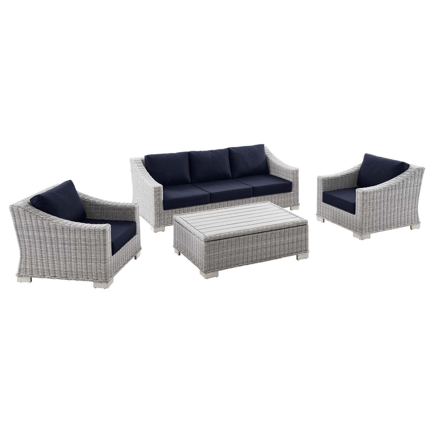 Conway 4-Piece Outdoor Patio Wicker Rattan Furniture Set, EEI-5095 FredCo