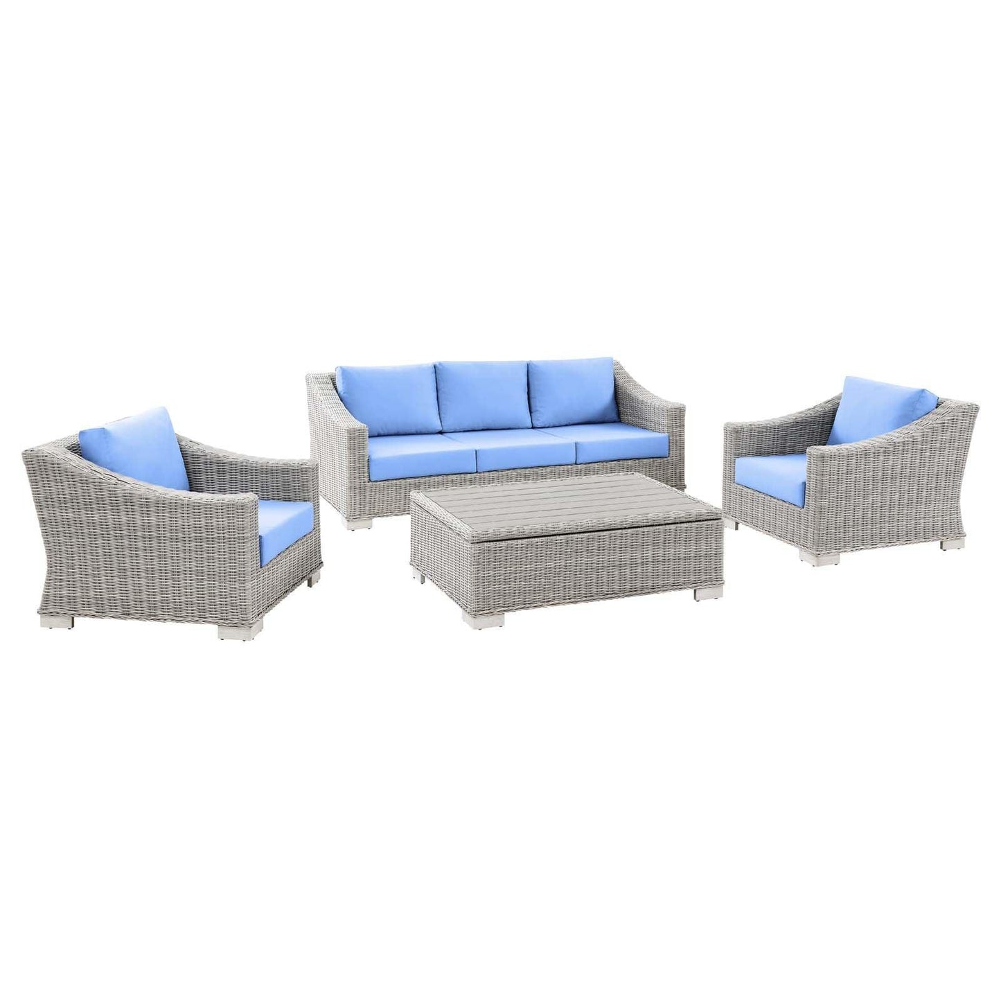 Conway 4-Piece Outdoor Patio Wicker Rattan Furniture Set, EEI-5095 FredCo