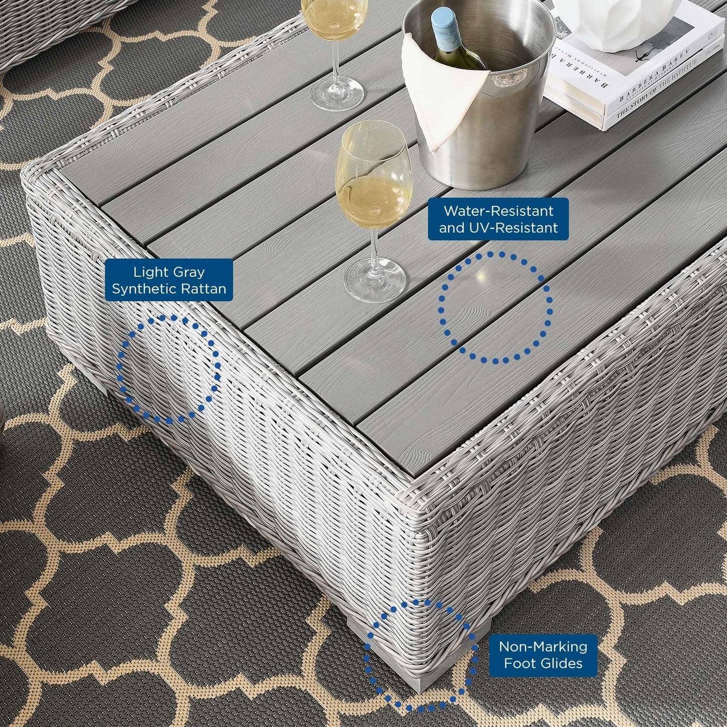 Conway 4-Piece Outdoor Patio Wicker Rattan Furniture Set, EEI-5095 FredCo