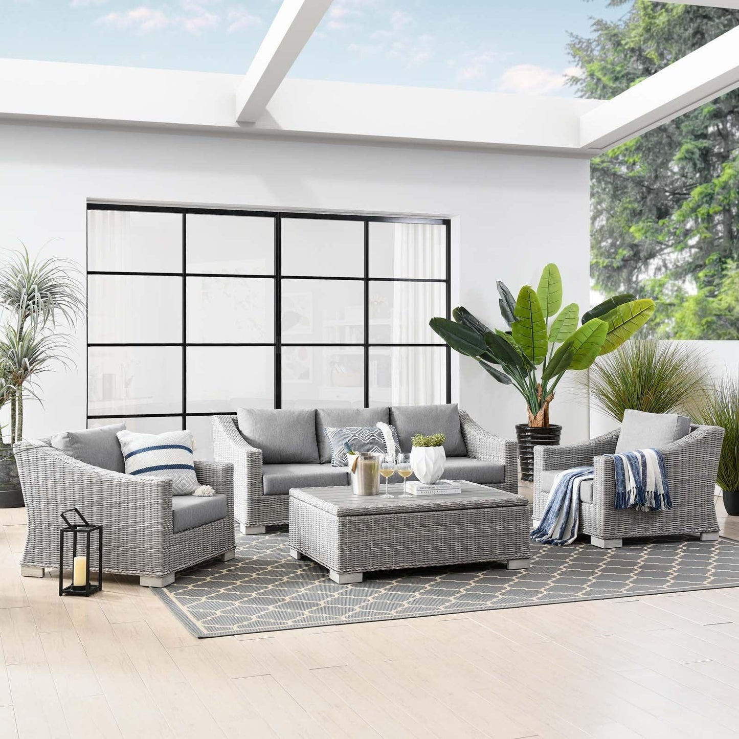 Conway 4-Piece Outdoor Patio Wicker Rattan Furniture Set, EEI-5095 FredCo