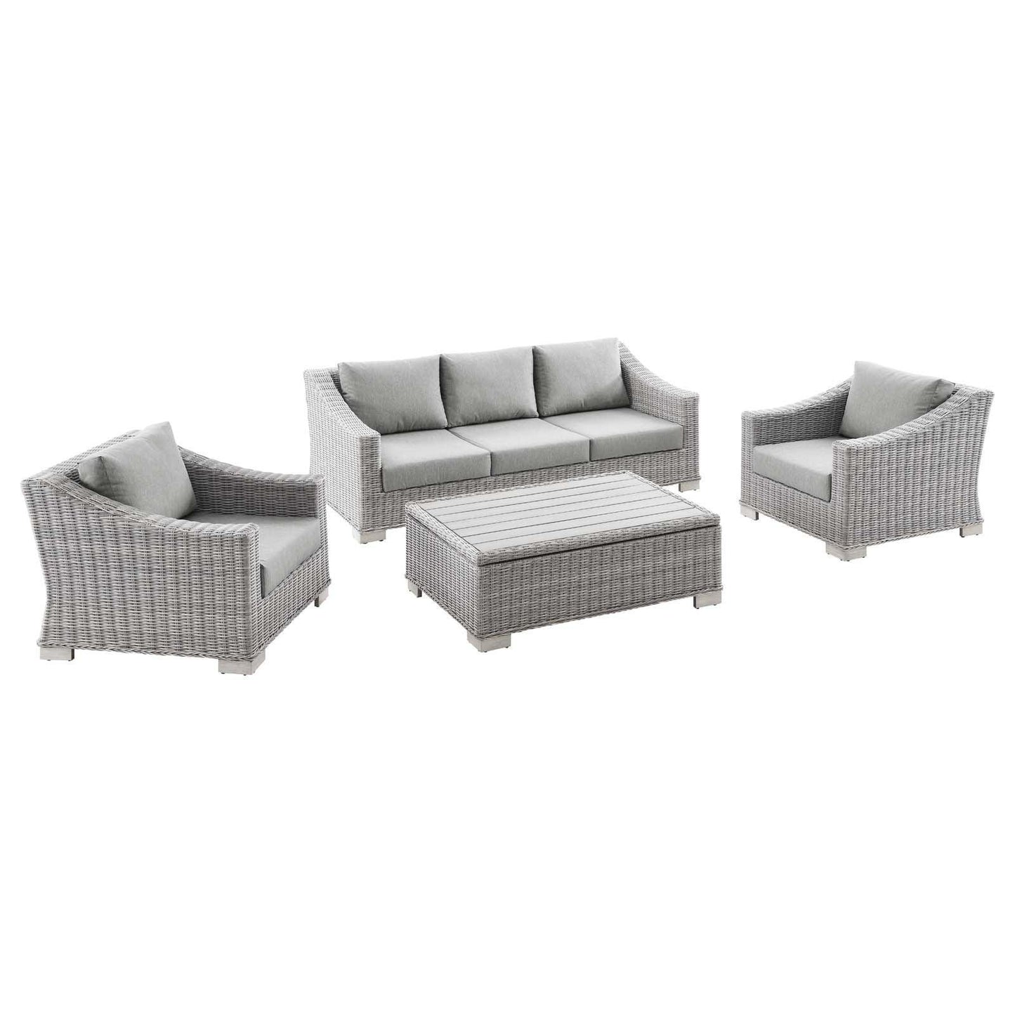 Conway 4-Piece Outdoor Patio Wicker Rattan Furniture Set, EEI-5095 FredCo