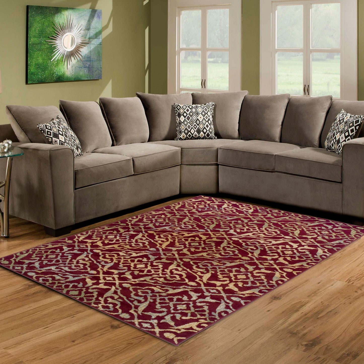 Corbin Modern Damask Contemporary Rug FredCo