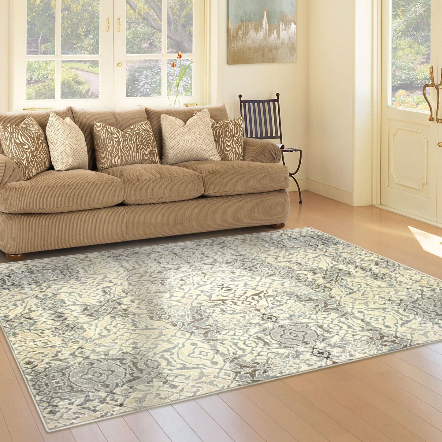 Corbin Modern Damask Contemporary Rug FredCo