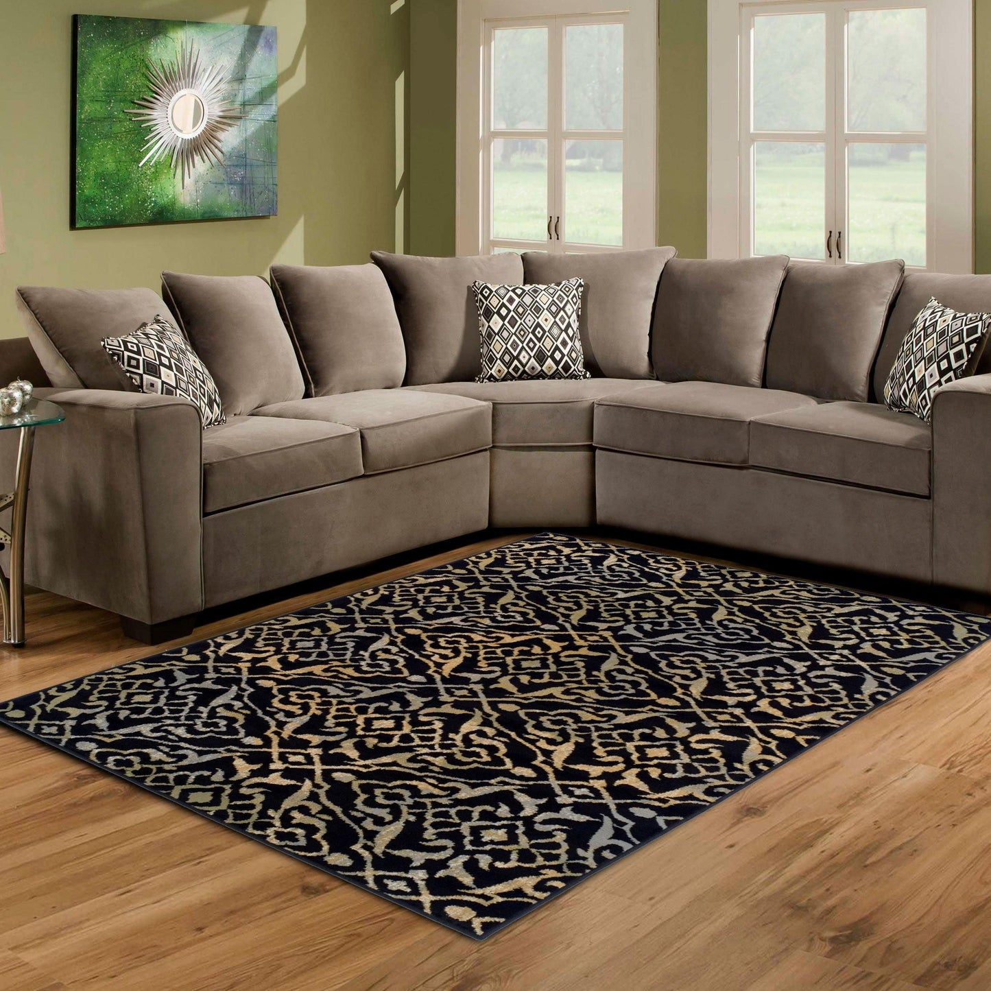 Corbin Modern Damask Contemporary Rug FredCo