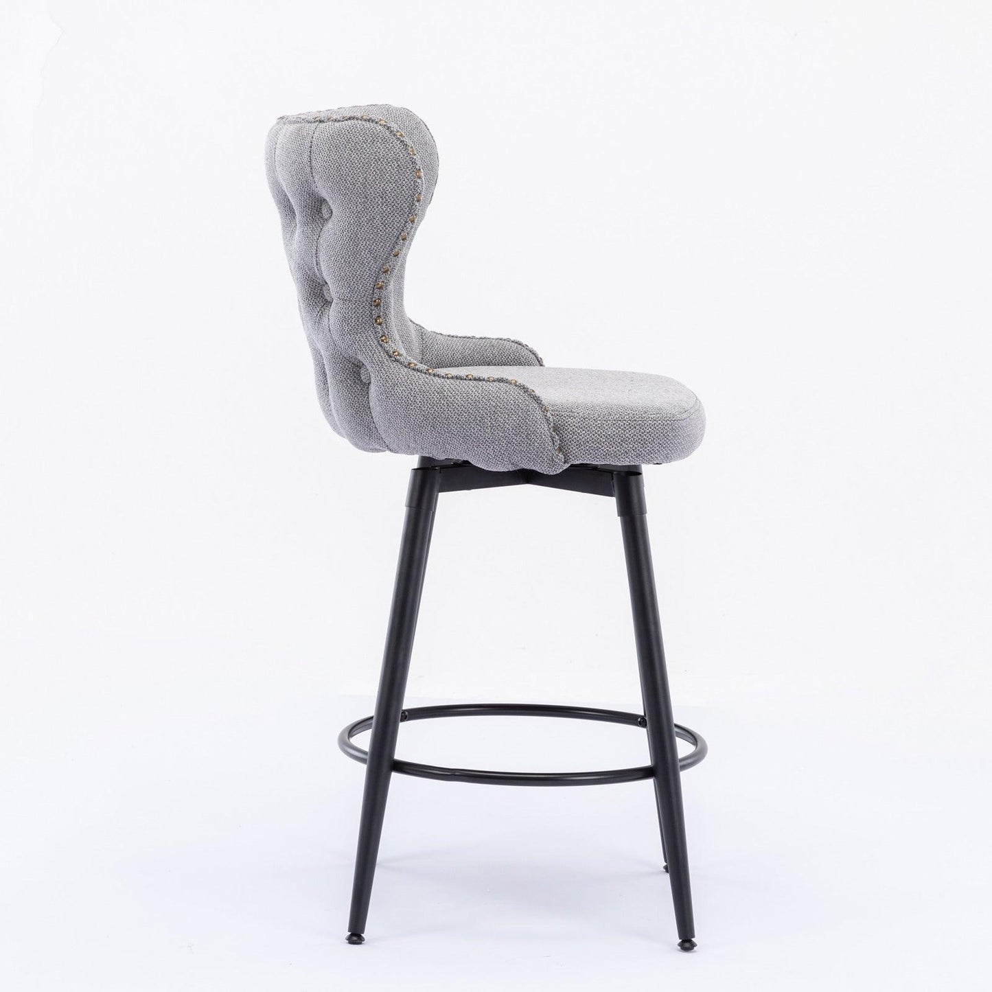 Counter Height 25" Modern Linen Fabric Counter Chairs, Set of 2 FredCo