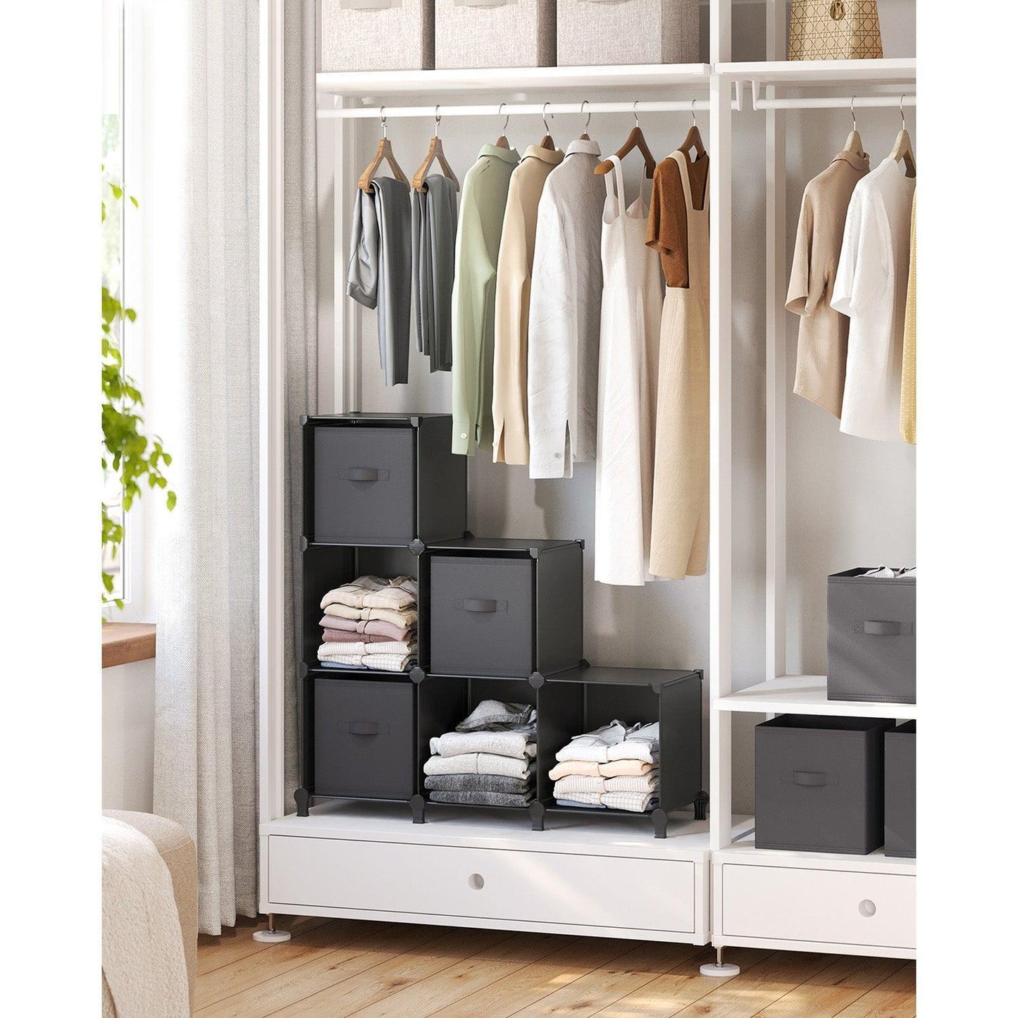 Cube Storage Organizer with Storage Boxes Black and Gray FredCo