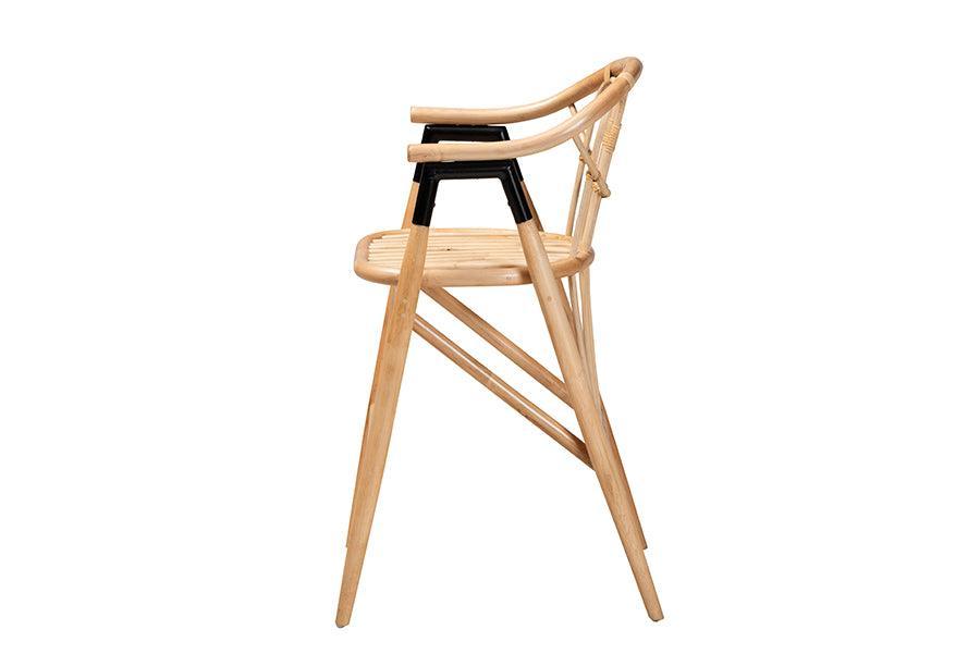 Cyntia Modern Bohemian Natural Brown Rattan Counter Stool FredCo