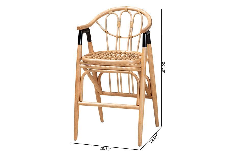 Cyntia Modern Bohemian Natural Brown Rattan Counter Stool FredCo