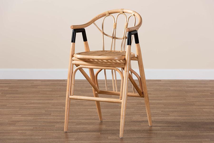 Cyntia Modern Bohemian Natural Brown Rattan Counter Stool FredCo