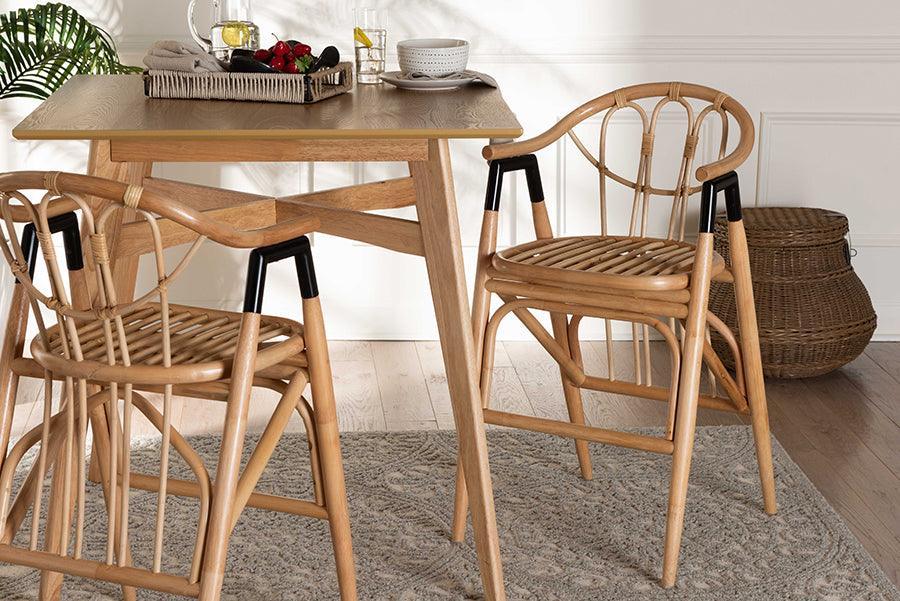 Cyntia Modern Bohemian Natural Brown Rattan Counter Stool FredCo