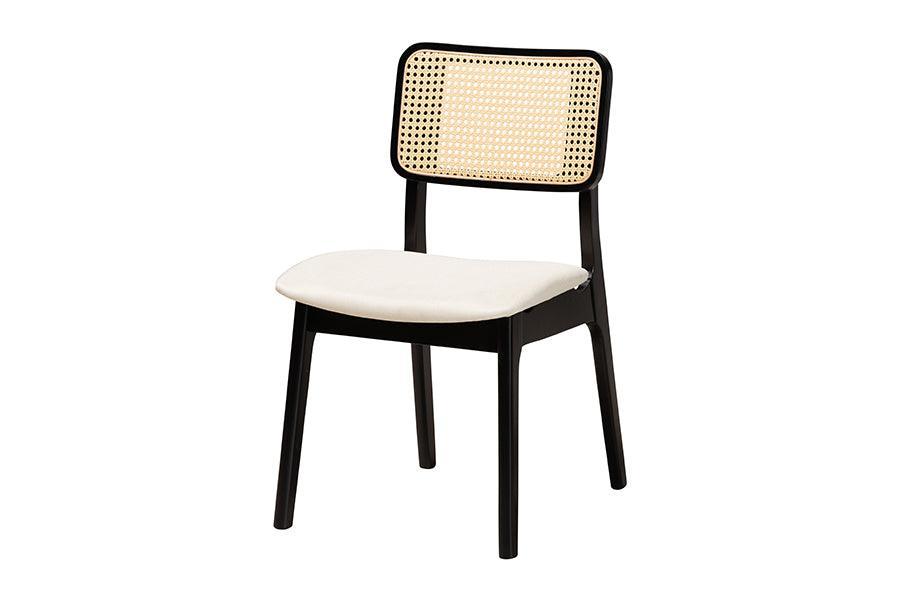 Dannon Mid-Century Modern Cream Fabric and Black Finished Wood 7-Piece Dining Set FredCo