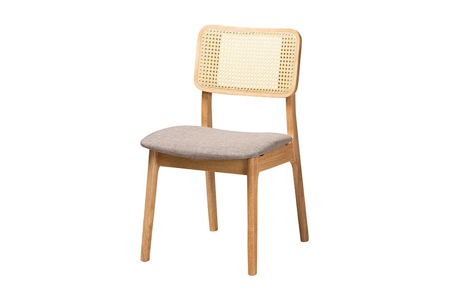 Dannon Mid-Century Modern Grey Fabric and Natural Oak Finished Wood 5-Piece Dining Set FredCo