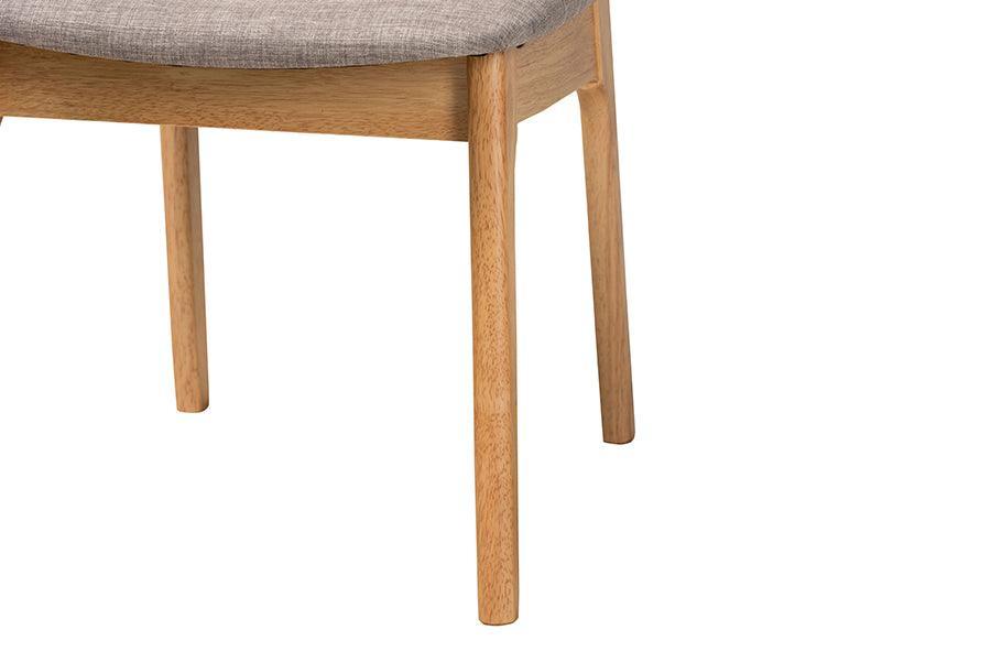 Dannon Mid-Century Modern Grey Fabric and Natural Oak Finished Wood 5-Piece Dining Set FredCo