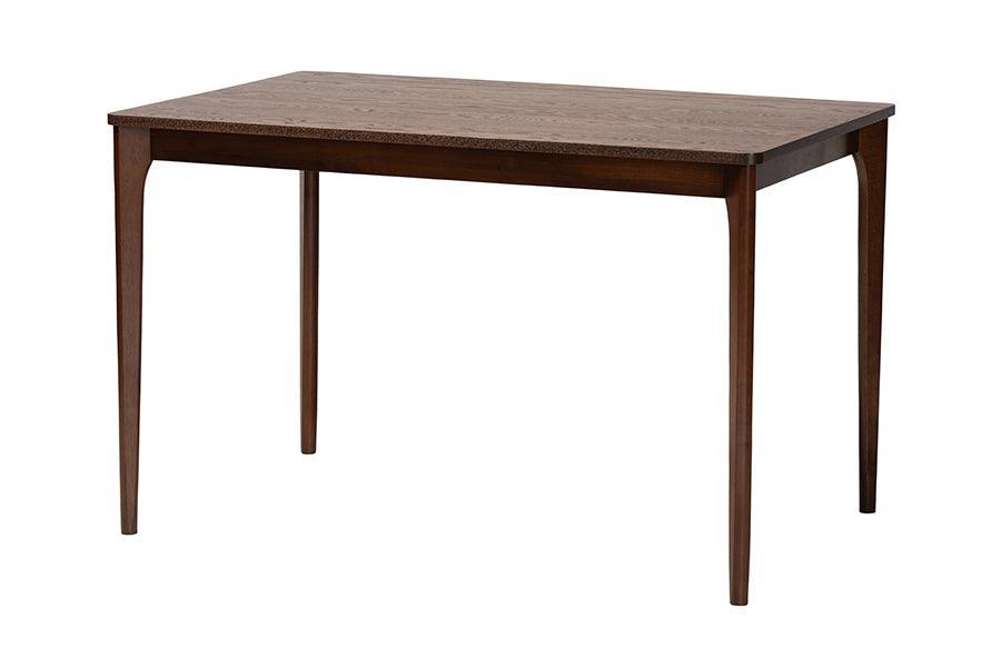 Darrion Mid-Century Modern Grey Fabric and Walnut Brown Finished Wood 5-Piece Dining Set FredCo