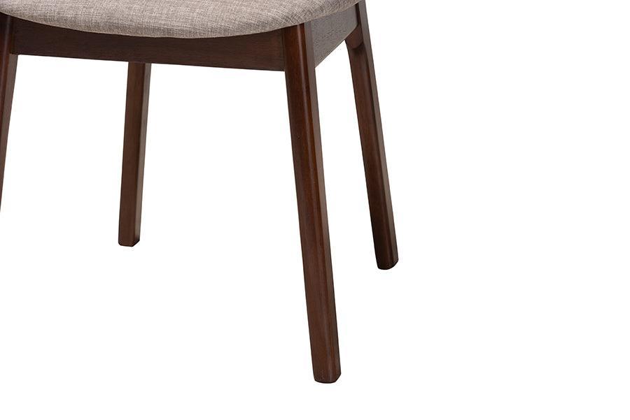Darrion Mid-Century Modern Grey Fabric and Walnut Brown Finished Wood 5-Piece Dining Set FredCo