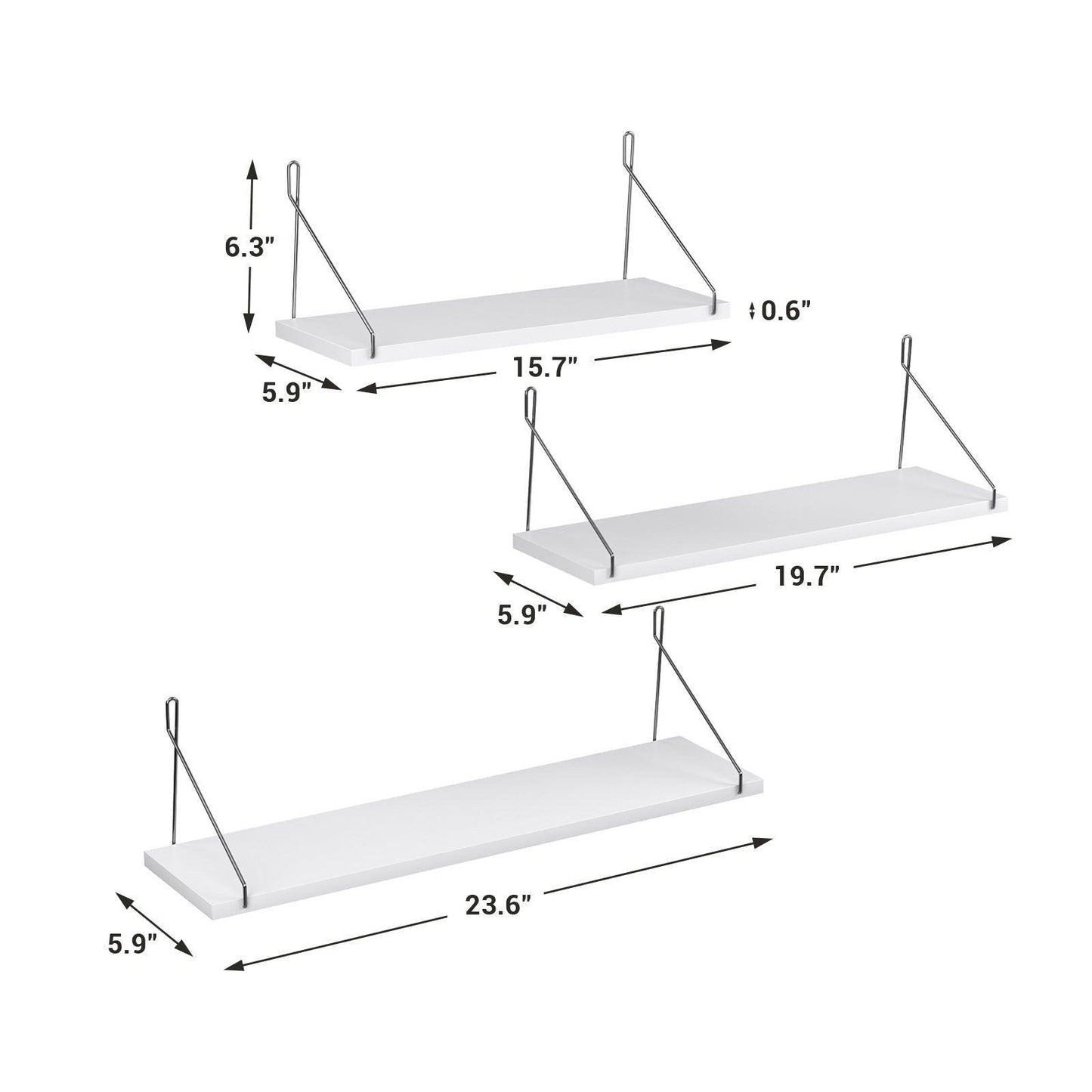 Decorative Wall Shelves Set of 3 FredCo