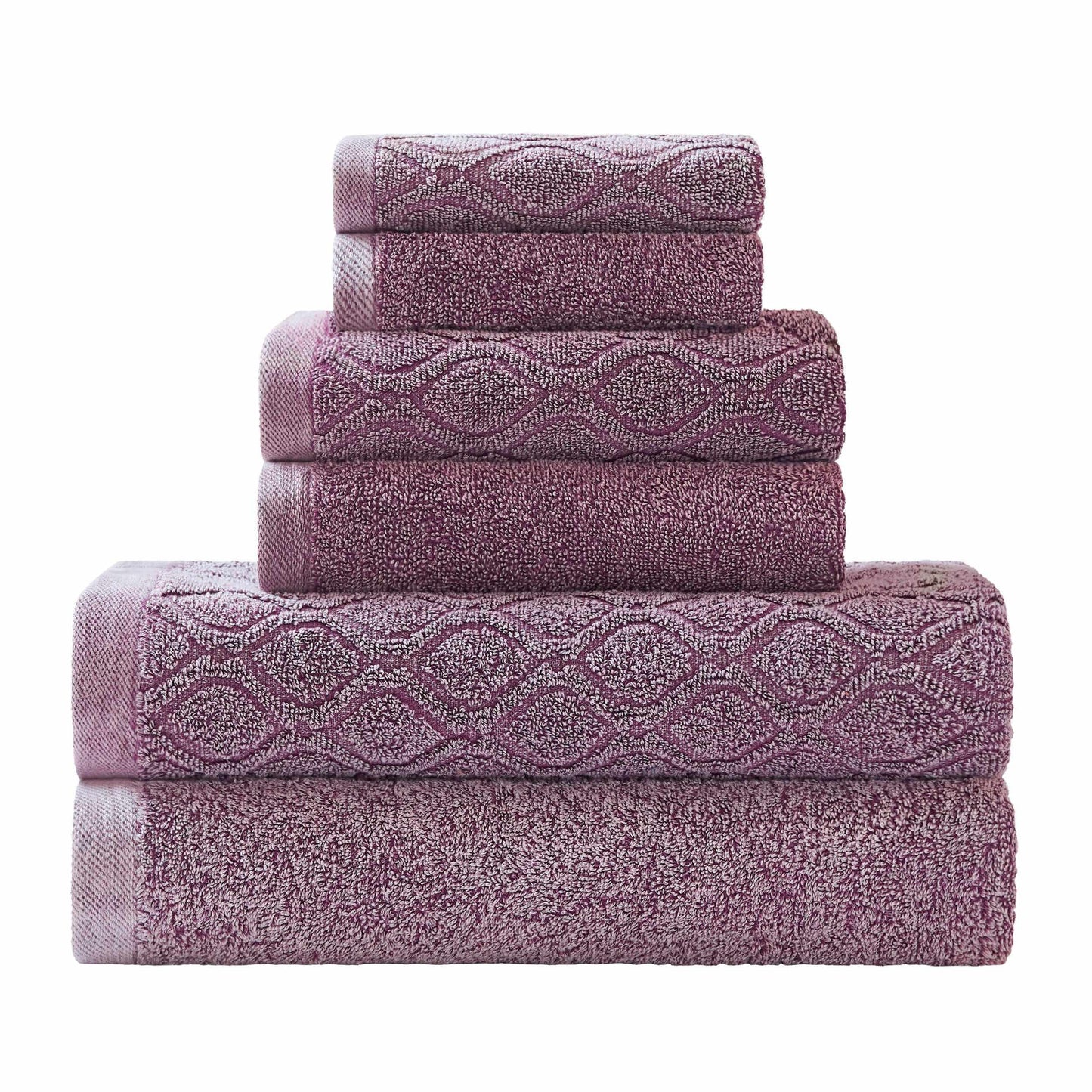 Denim Wash Cotton Ultra-Plush Jacquard Absorbent 6-Piece Towel Set FredCo