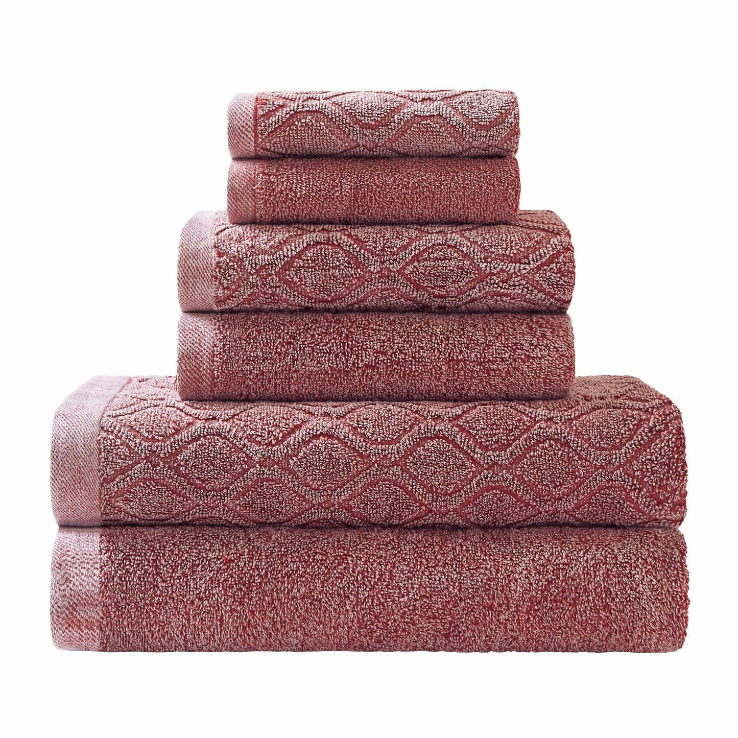 Denim Wash Cotton Ultra-Plush Jacquard Absorbent 6-Piece Towel Set FredCo