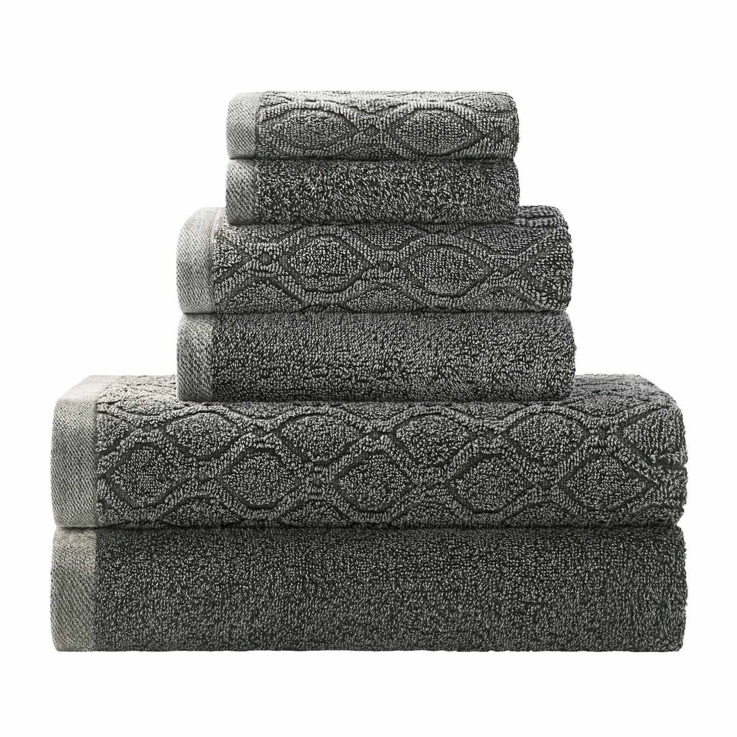Denim Wash Cotton Ultra-Plush Jacquard Absorbent 6-Piece Towel Set FredCo