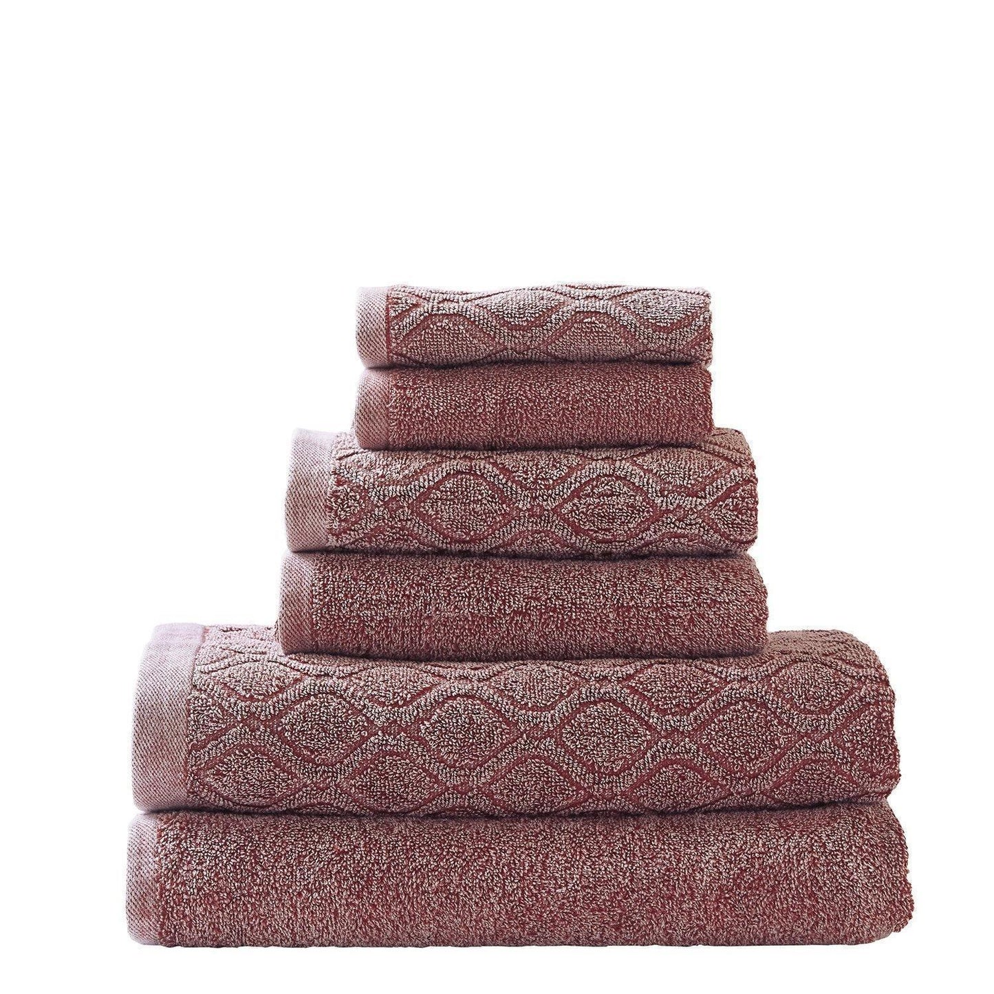 Denim Wash Cotton Ultra-Plush Jacquard Absorbent 6-Piece Towel Set FredCo