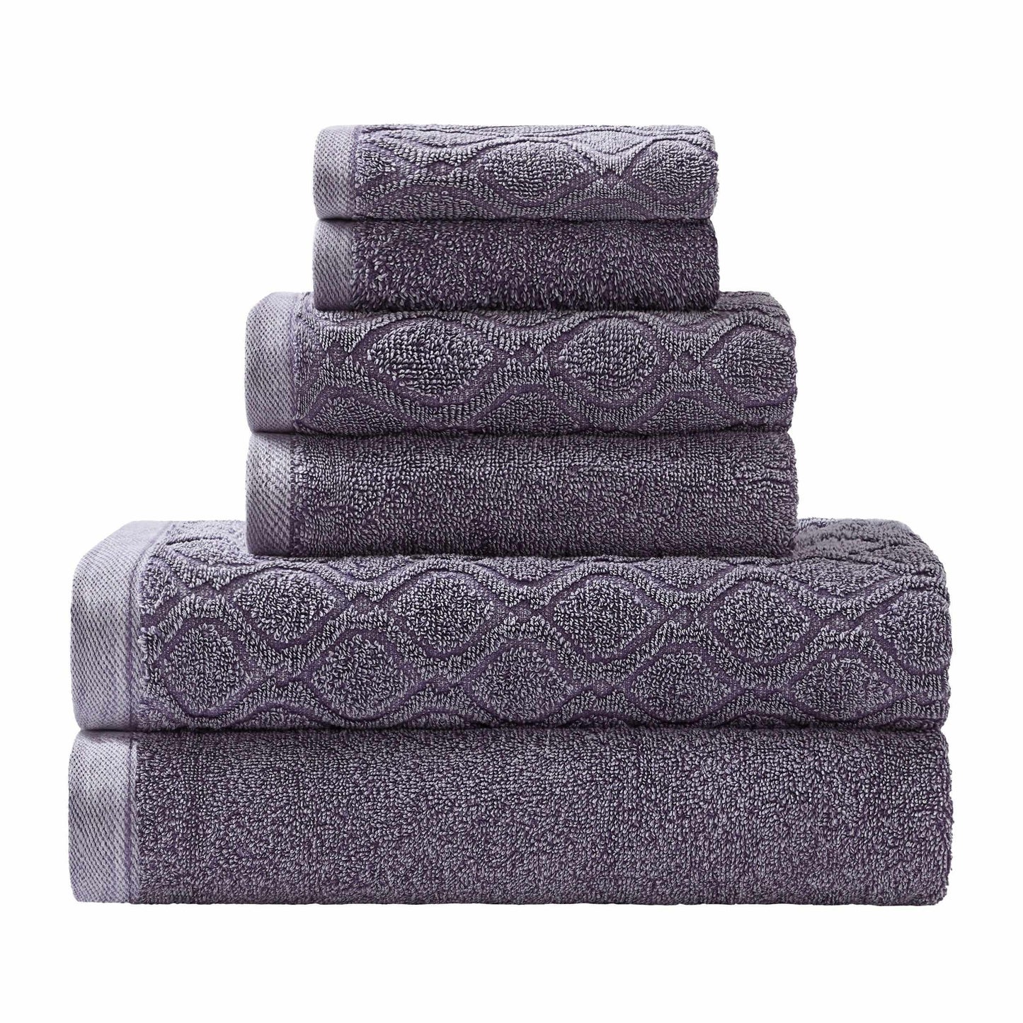 Denim Wash Cotton Ultra-Plush Jacquard Absorbent 6-Piece Towel Set FredCo
