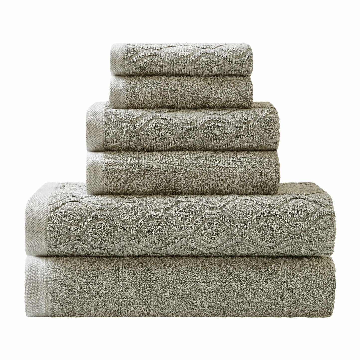 Denim Wash Cotton Ultra-Plush Jacquard Absorbent 6-Piece Towel Set FredCo