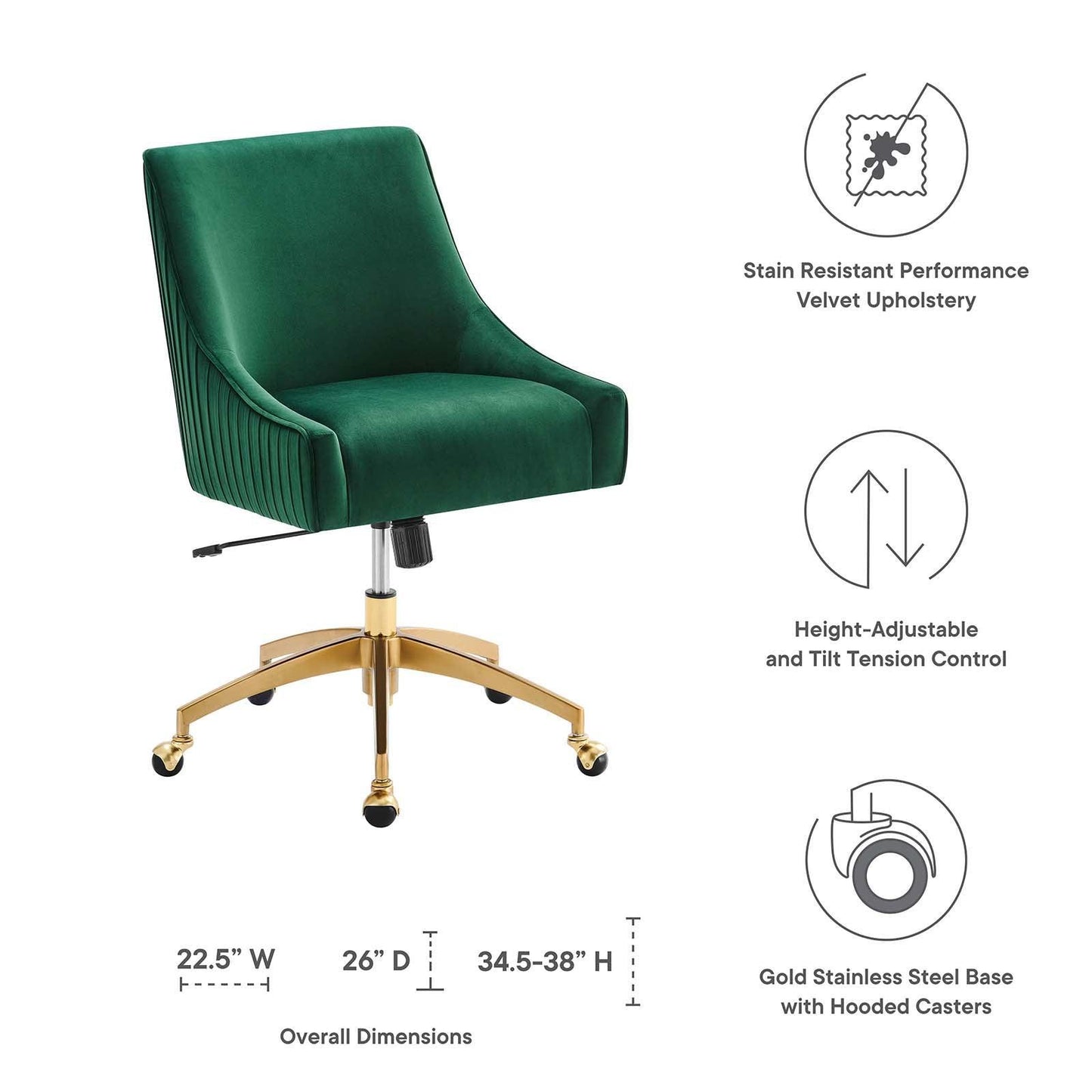 Discern Performance Velvet Office Chair, EEI-5080 FredCo