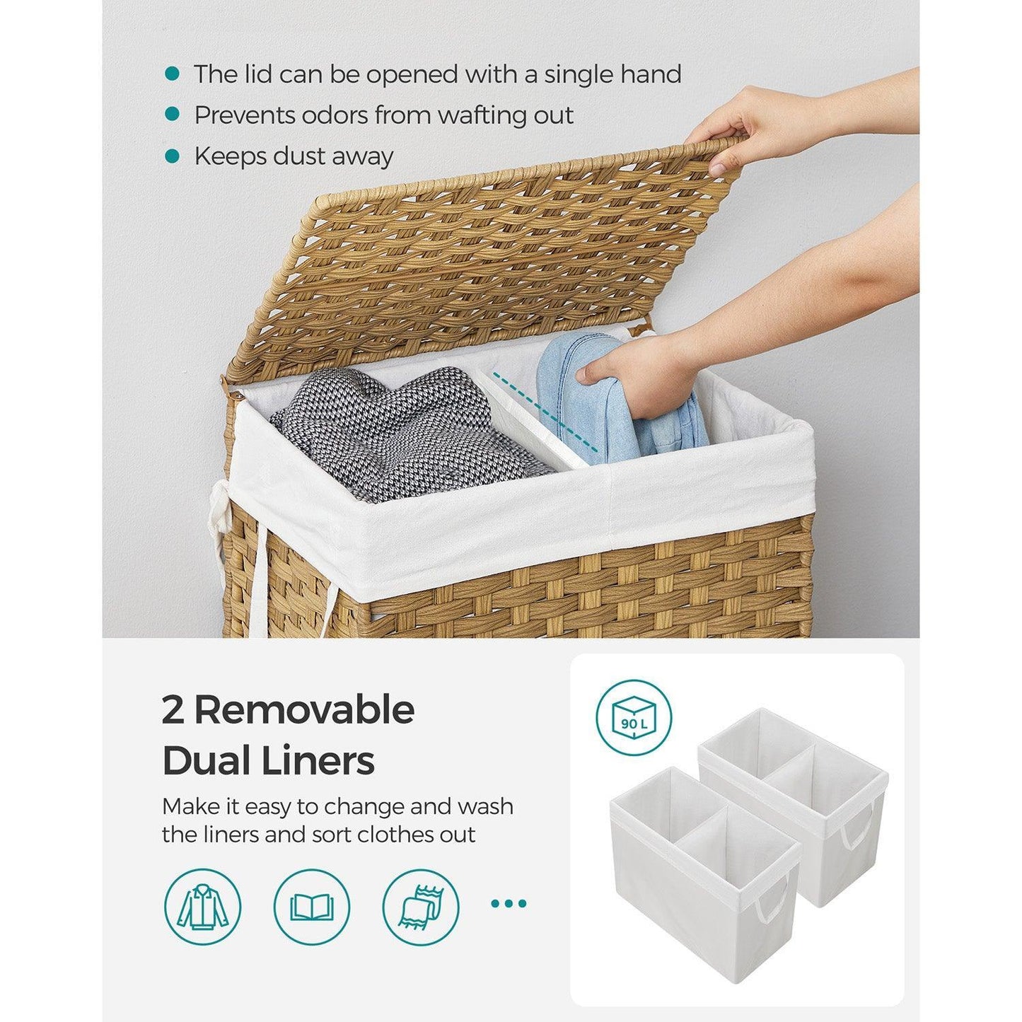 Double Laundry Hamper for Bathroom-ULCB251N01V1 FredCo