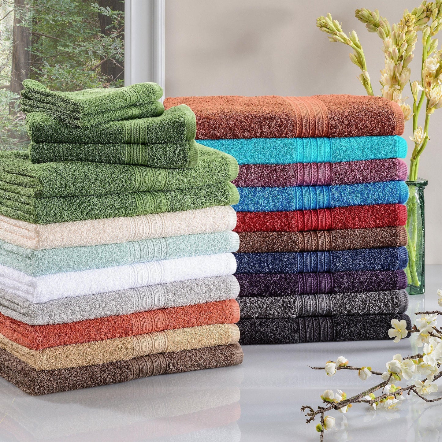 Eco-Friendly Soft Plush Ring-Spun Cotton Absorbent 6-Piece Towel Set FredCo