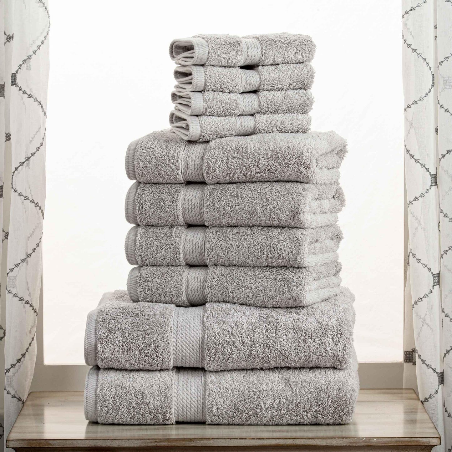 Egyptian Cotton Solid 10-Piece Towel Set FredCo