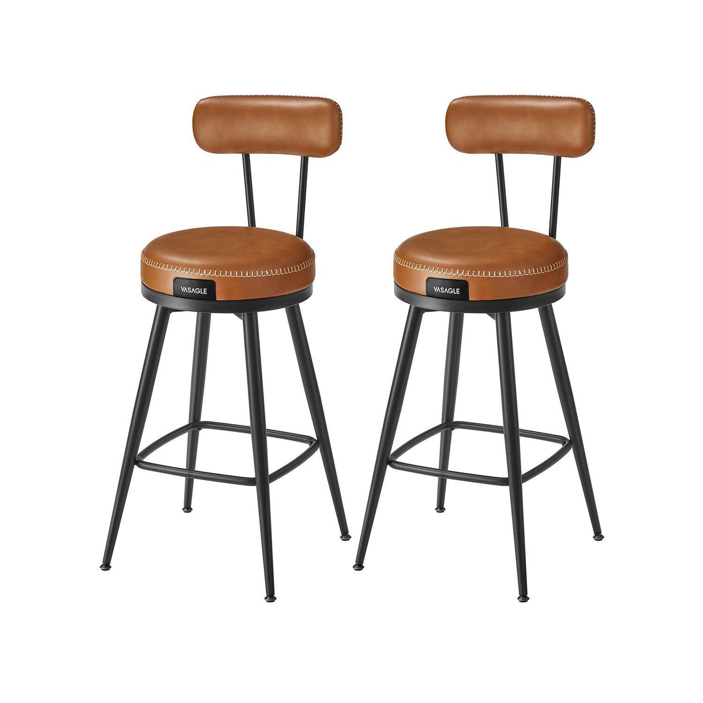EKHO Collection - 35.4" Tall Swivel Bar Stools with Backs, Caramel Brown FredCo