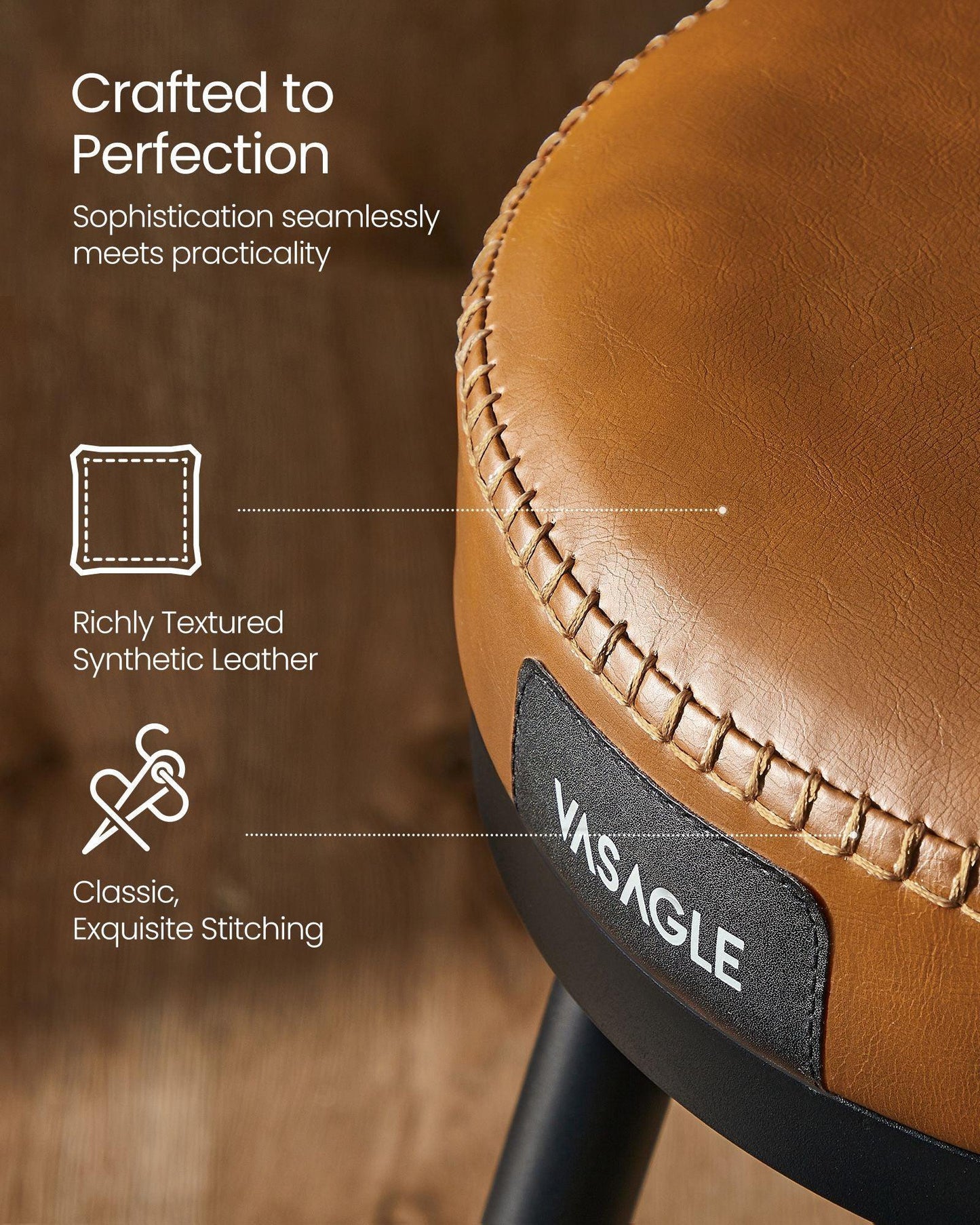 EKHO Collection - 35.4" Tall Swivel Bar Stools with Backs, Caramel Brown FredCo