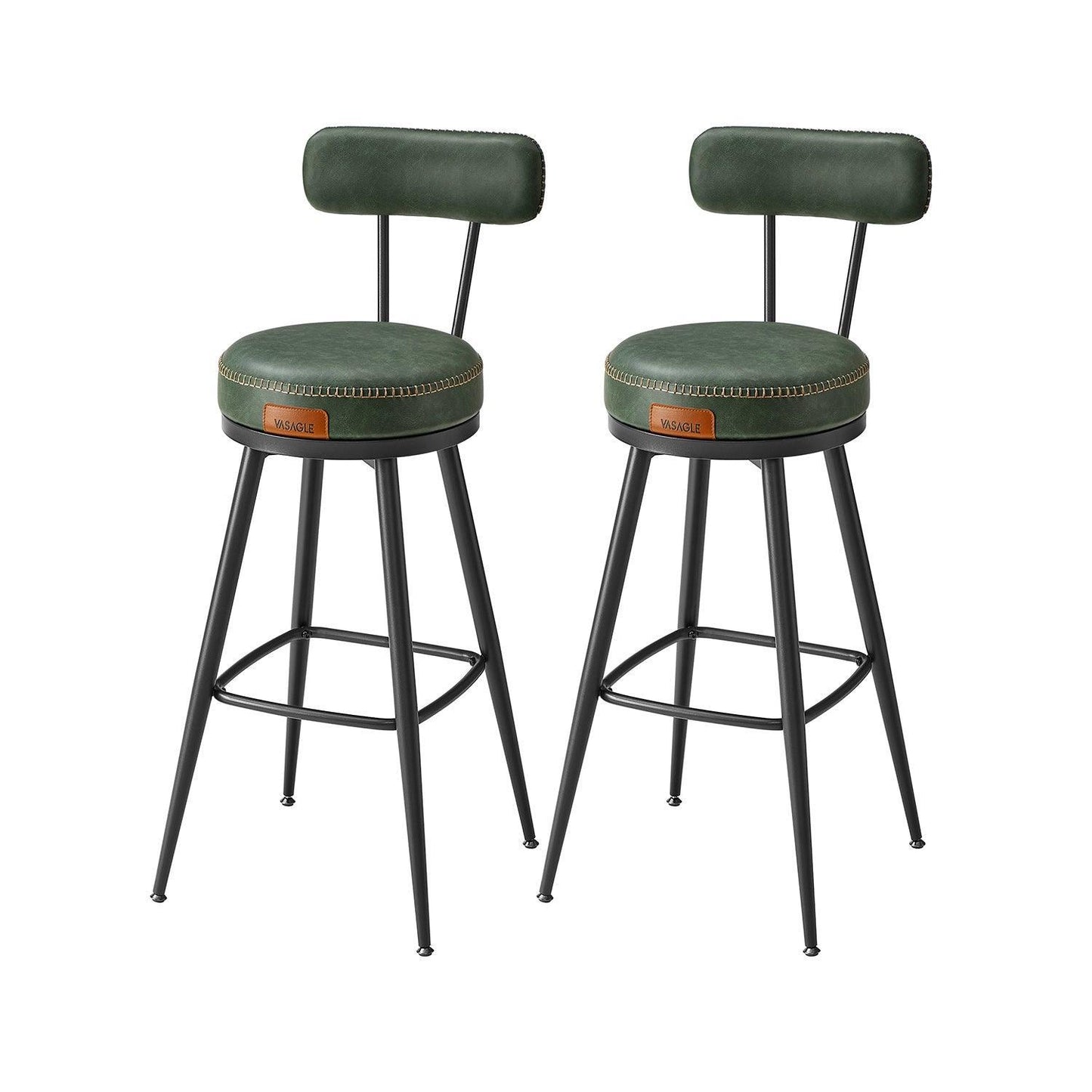 EKHO Collection - 40.5" Tall Swivel Bar Stools with Backs, Forest Green FredCo