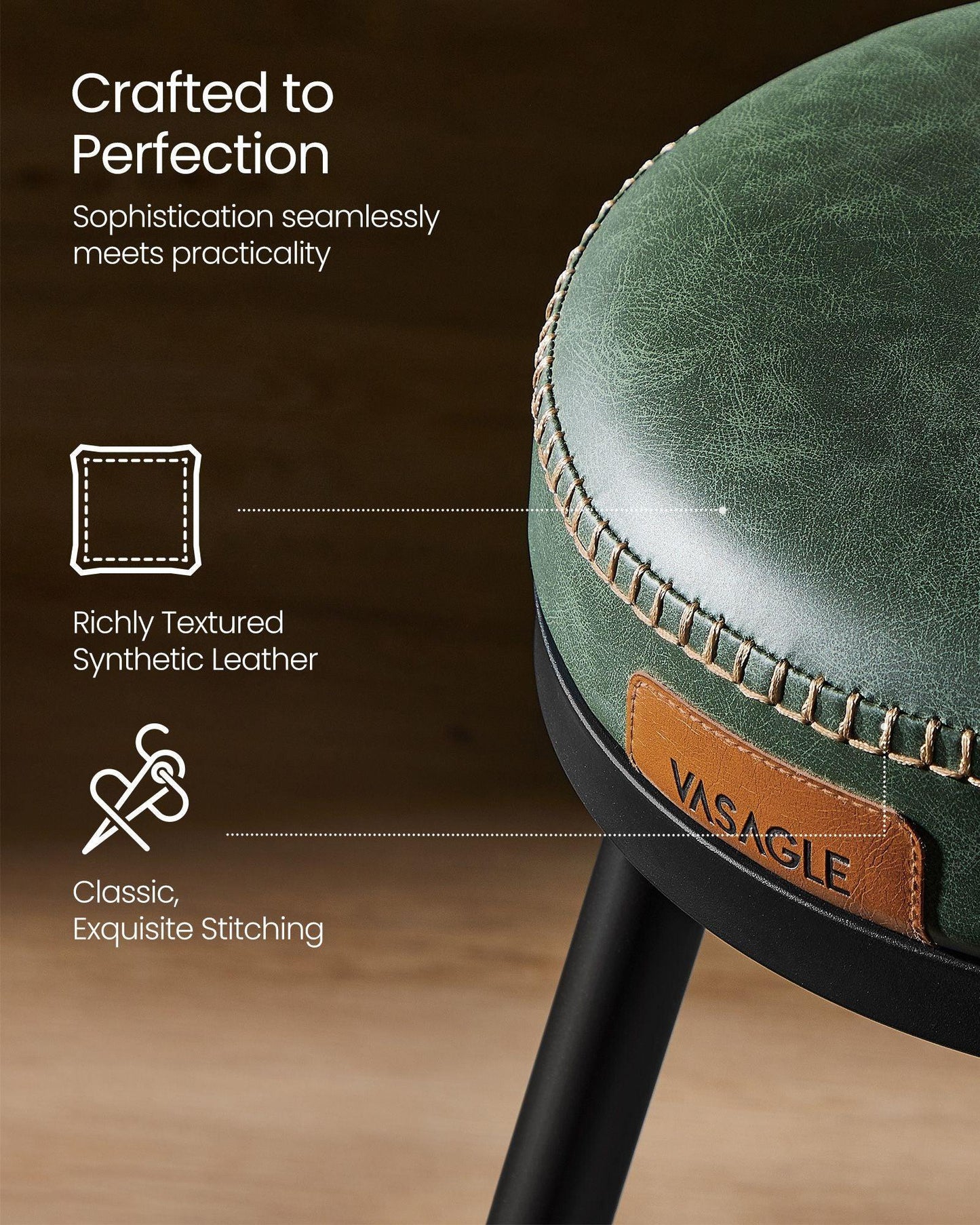 EKHO Collection - 40.5" Tall Swivel Bar Stools with Backs, Forest Green FredCo