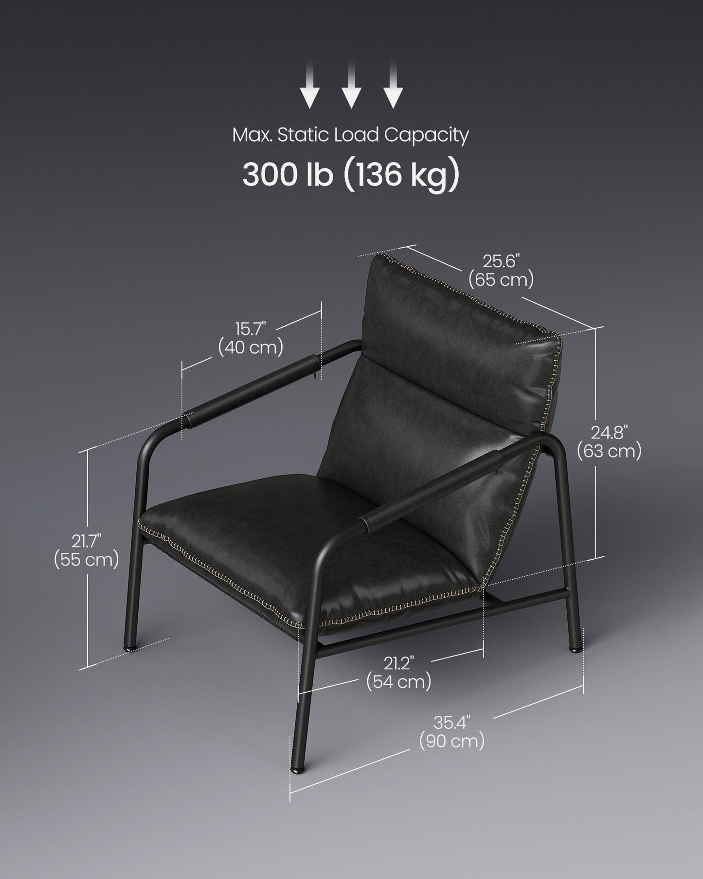 EKHO Collection - Accent Chair with Sleek Frame, Ink Black FredCo