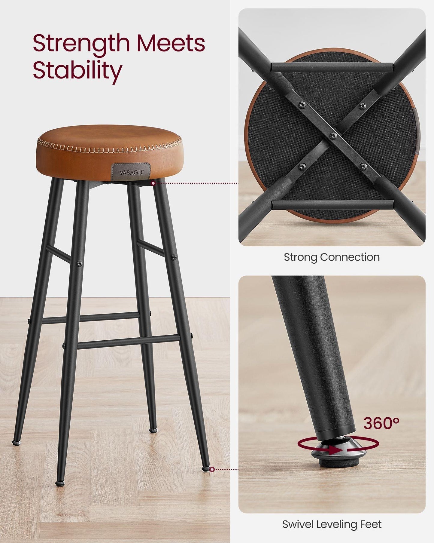 EKHO Collection - Bar Stools Set of 2, Camarel Brown FredCo