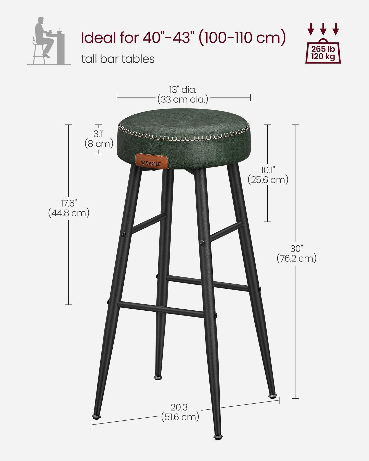 EKHO Collection - Bar Stools Set of 2, Forest Green FredCo