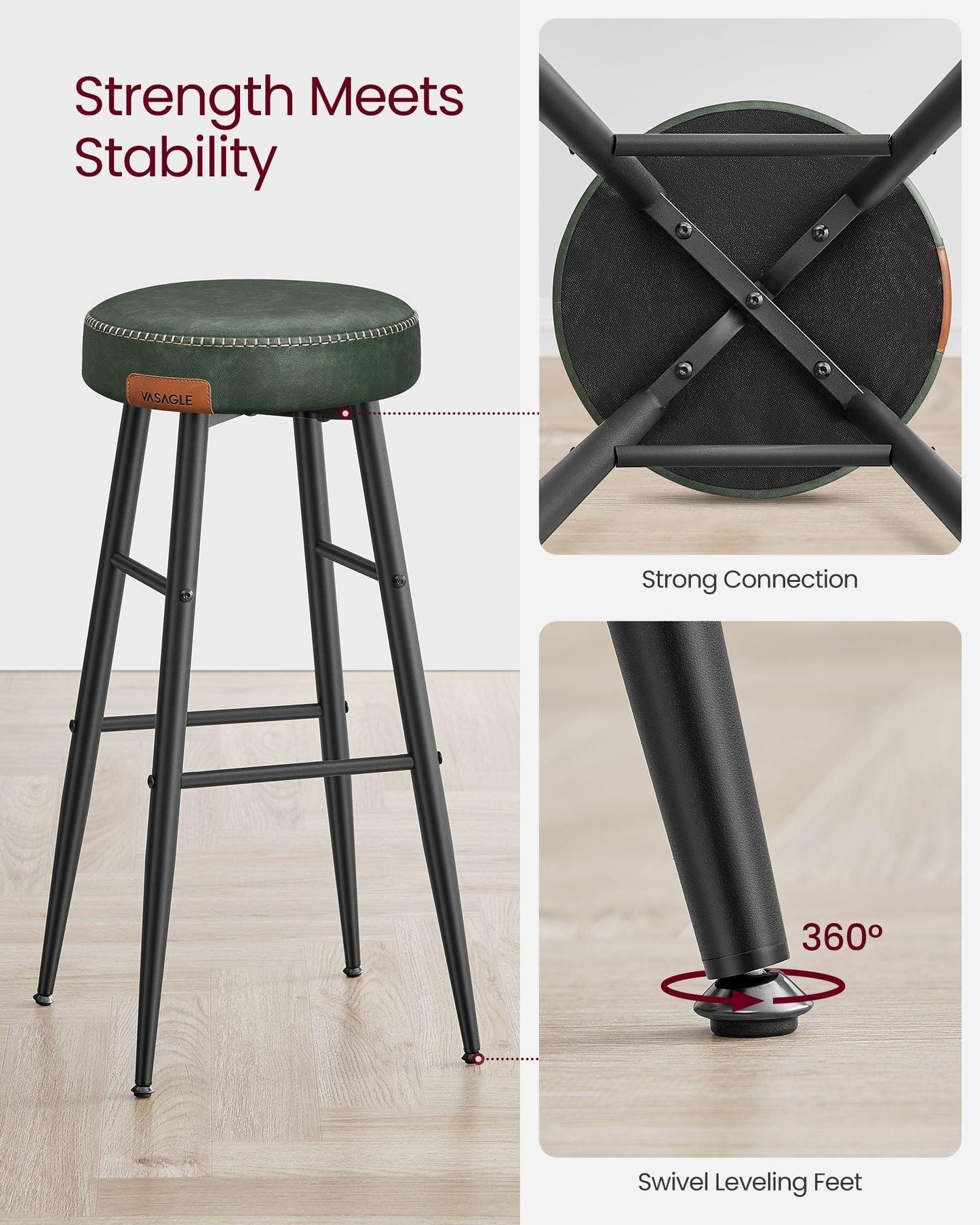 EKHO Collection - Bar Stools Set of 2, Forest Green FredCo
