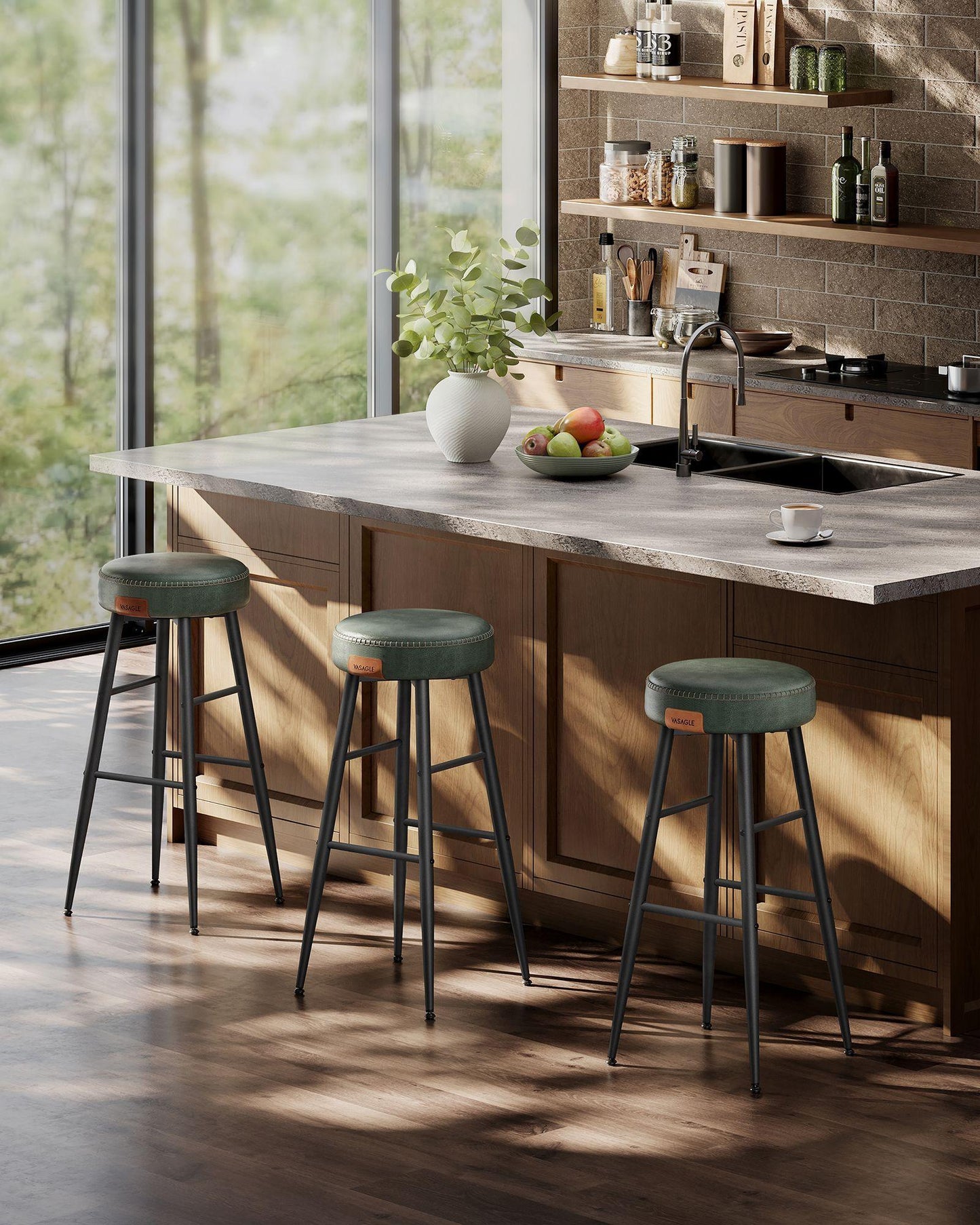 EKHO Collection - Bar Stools Set of 2, Forest Green FredCo