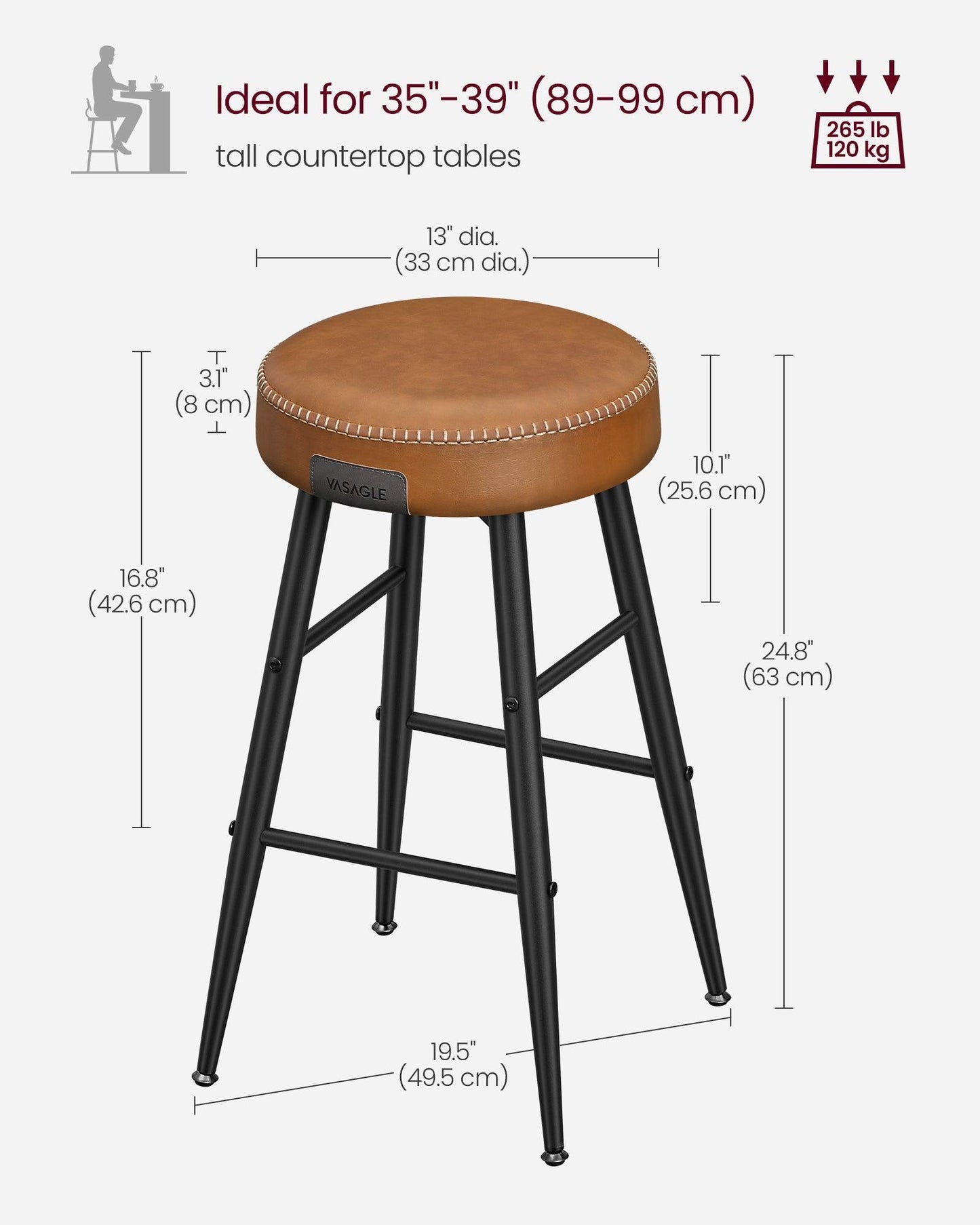 EKHO Collection - Counter Stools Set of 2, Camarel Brown FredCo