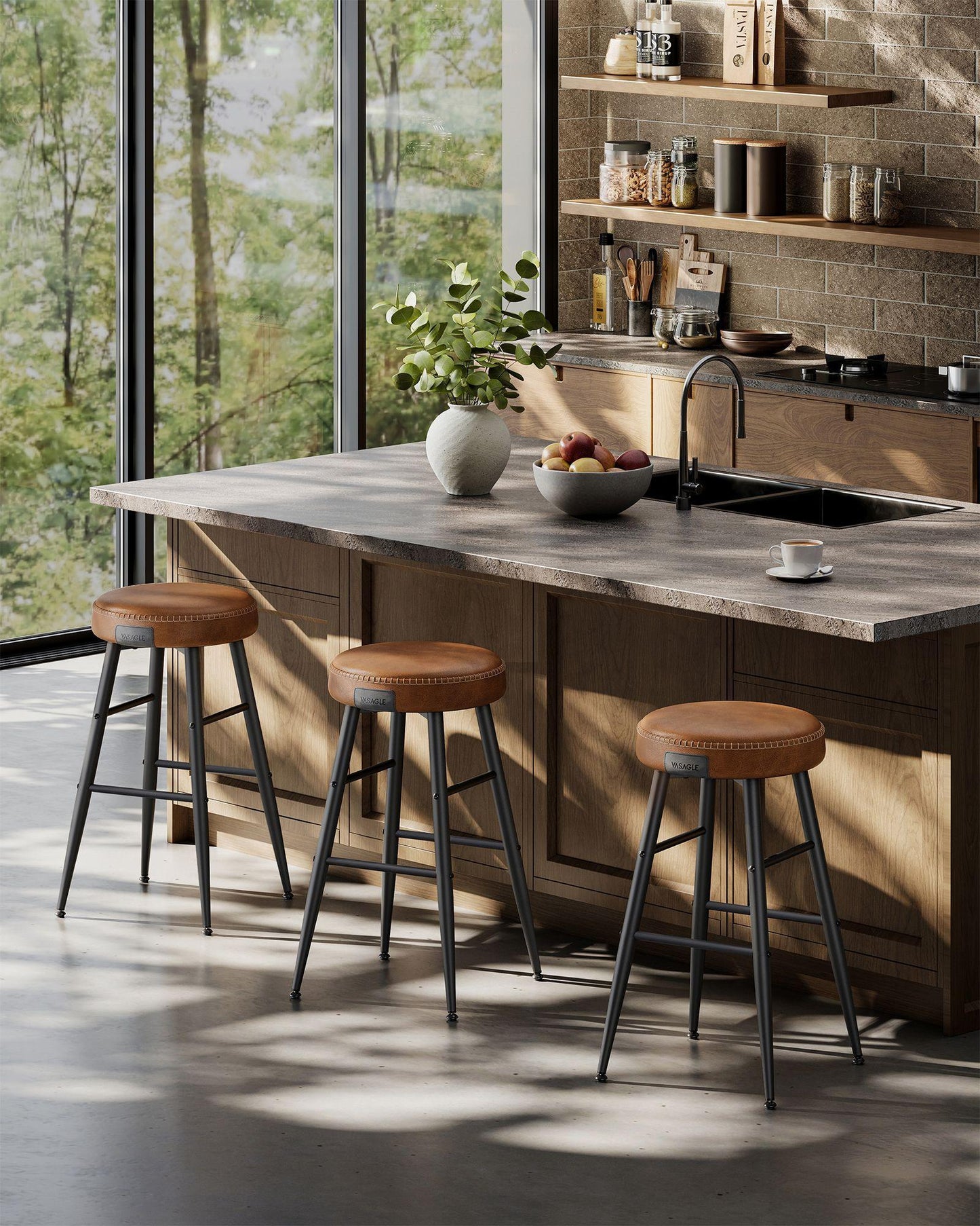 EKHO Collection - Counter Stools Set of 2, Camarel Brown FredCo